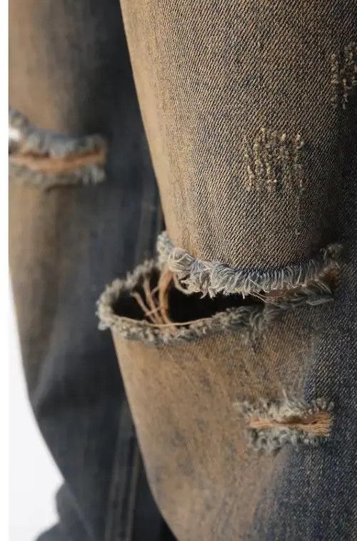 Japanese Brand Kawamura x Misa Baggy Faded Washed Knee Ripped Jeans Size US 31 - 7 Thumbnail