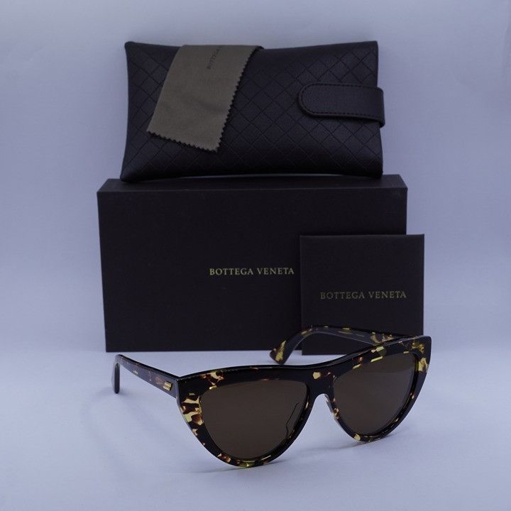 Bottega Veneta Bottega Veneta BV1018S 002 Sunglasses Havana Cat Eye Frame Size ONE SIZE - 10 Thumbnail