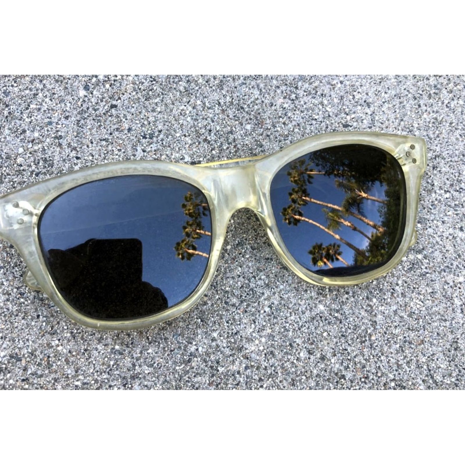 Vintage VTG ITALY DEBS Designer Sunglasses Clear Frames Dark Lenses Unisex Adult Size ONE SIZE - 5 Thumbnail