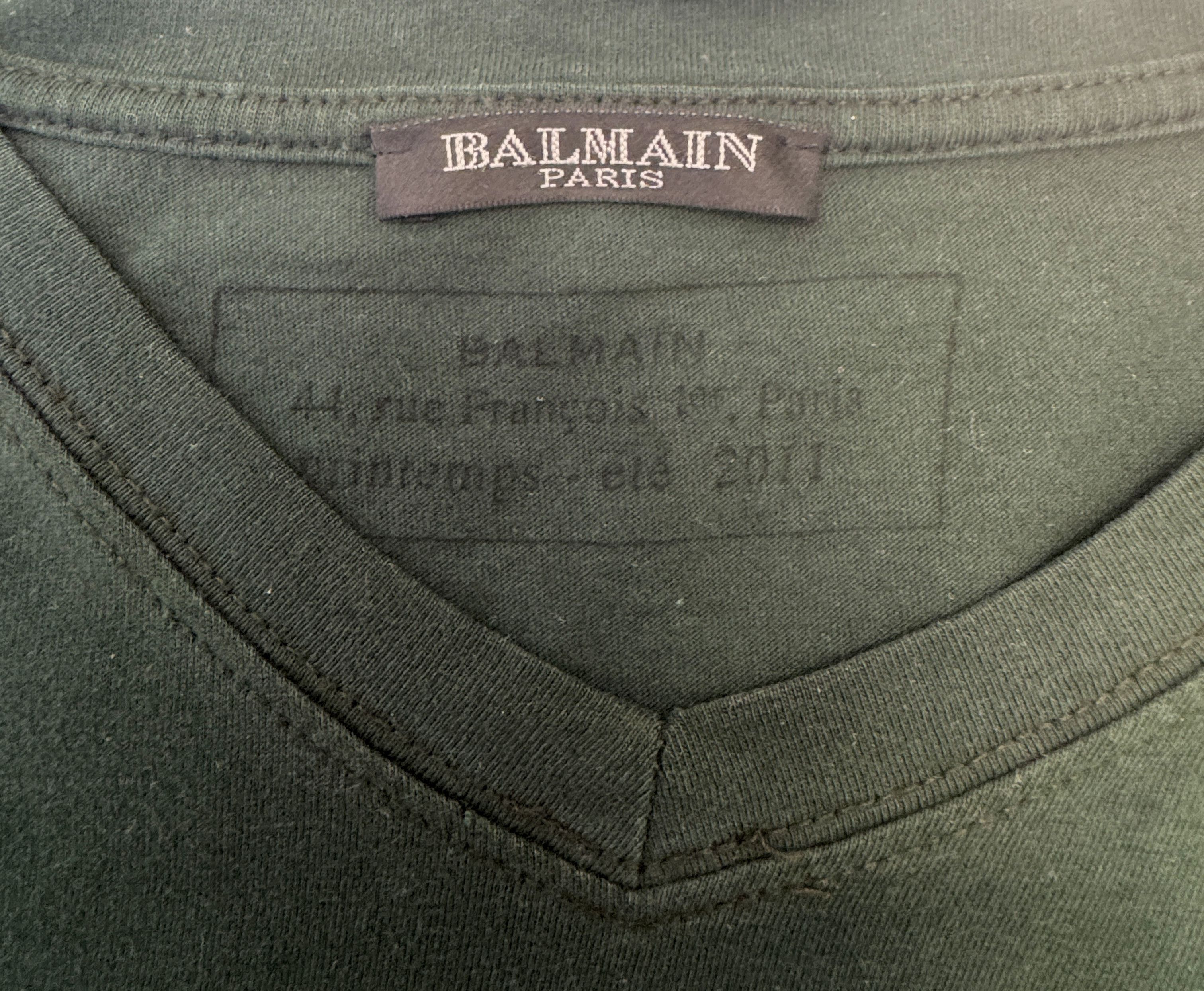 Balmain 2011 SS Balmain (Decarnin) green tshirt Size US M / EU 48-50 / 2 - 4 Thumbnail