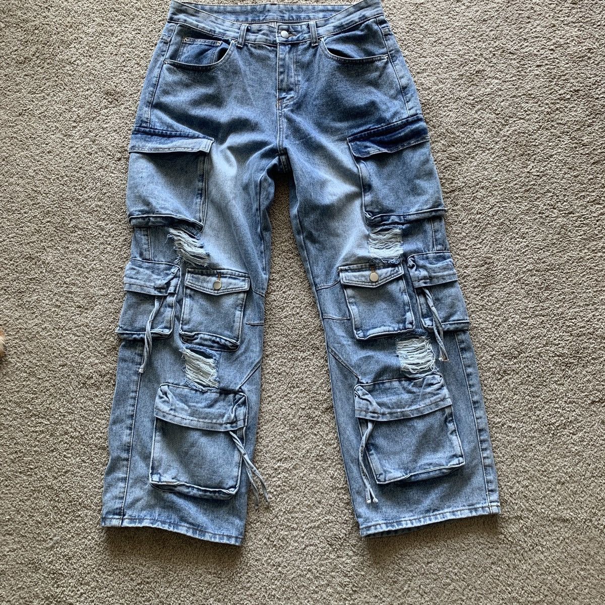 Other Autumn Casual Distressed Multi-Pocket Denim Wide Leg Cargo Size US 36 / EU 52 - 1 Thumbnail