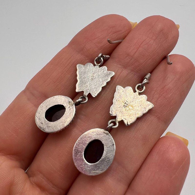 Sterling Silver × Vintage Vintage Sterling Silver 925 Butterfly Drop Earrings Garnet Size ONE SIZE - 2 Thumbnail