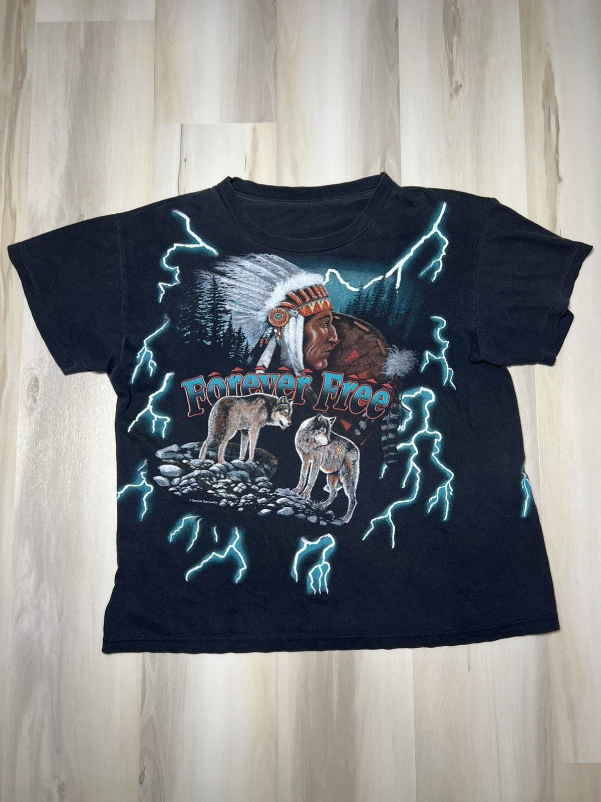 Rap Tees American thunder Forever Free Wolve All Over Lightning Print Size US M / EU 48-50 / 2 - 1 Thumbnail
