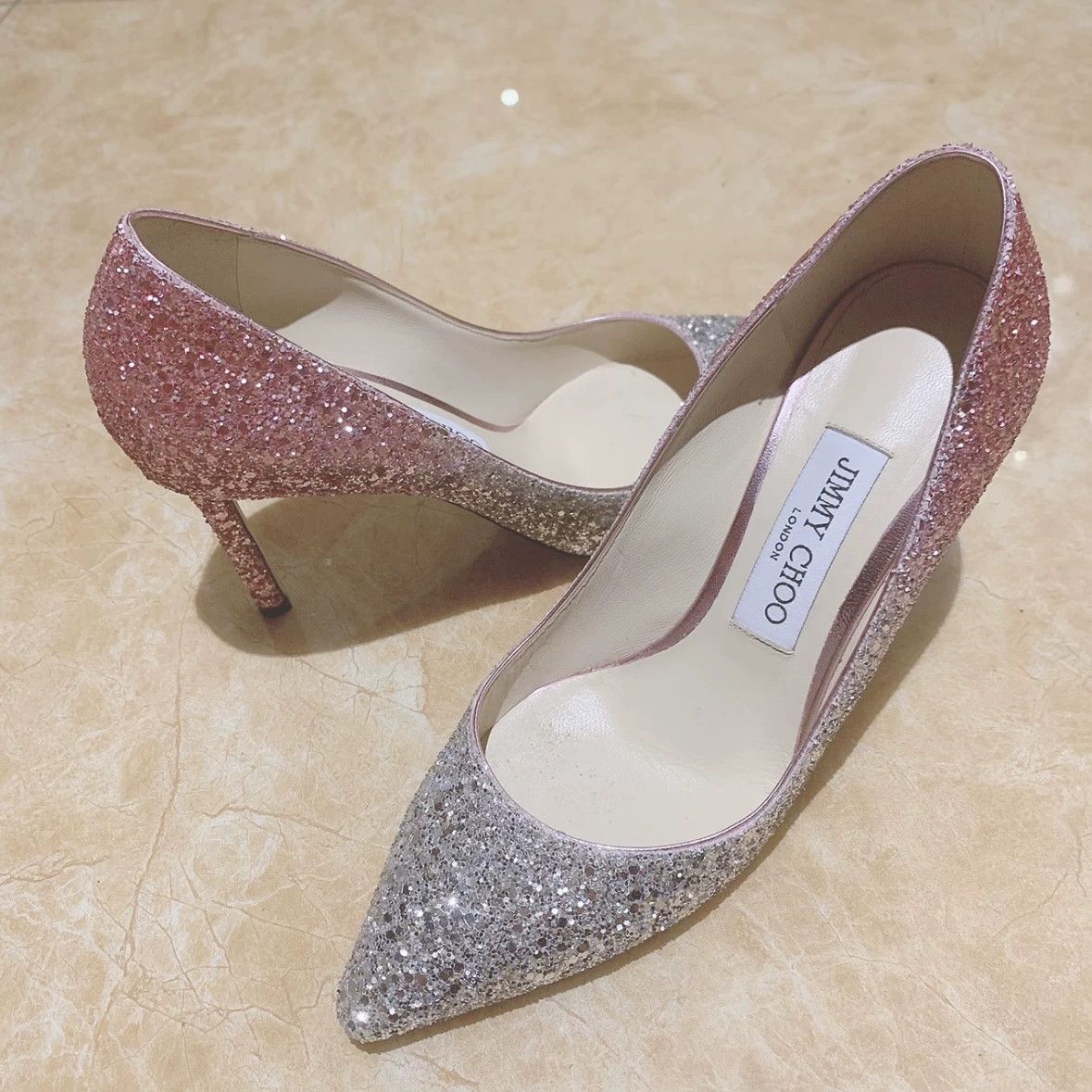 Jimmy Choo Jimmy Choo mar669 silver glitter heels 36.5 Size US 6 / IT 36 - 9 Thumbnail