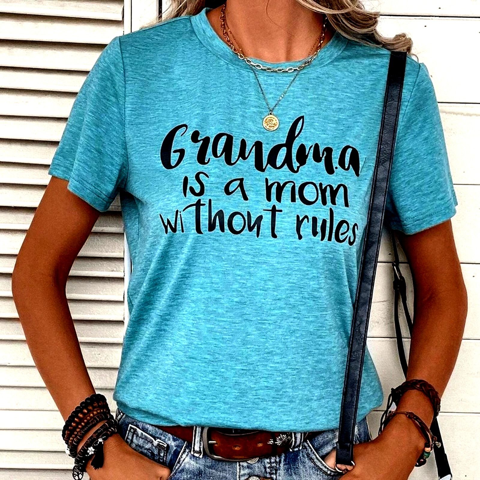 Other "Grandma is a Mom Without Rules" Graphic Tee Blue XL(12) Size XL / US 12-14 / IT 48-50 - 2 Thumbnail