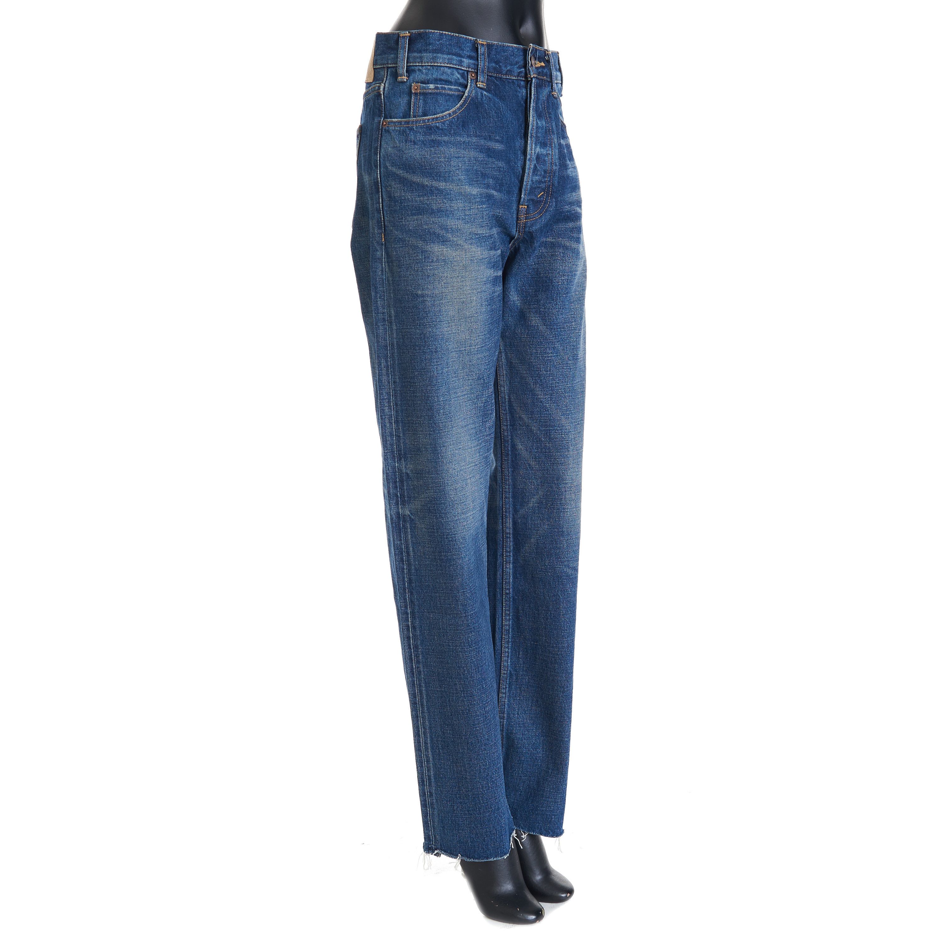 Celine Polly Jeans In Dark Union Wash Denim With Raw Seams Size 27" / US 4 / IT 40 - 3 Thumbnail
