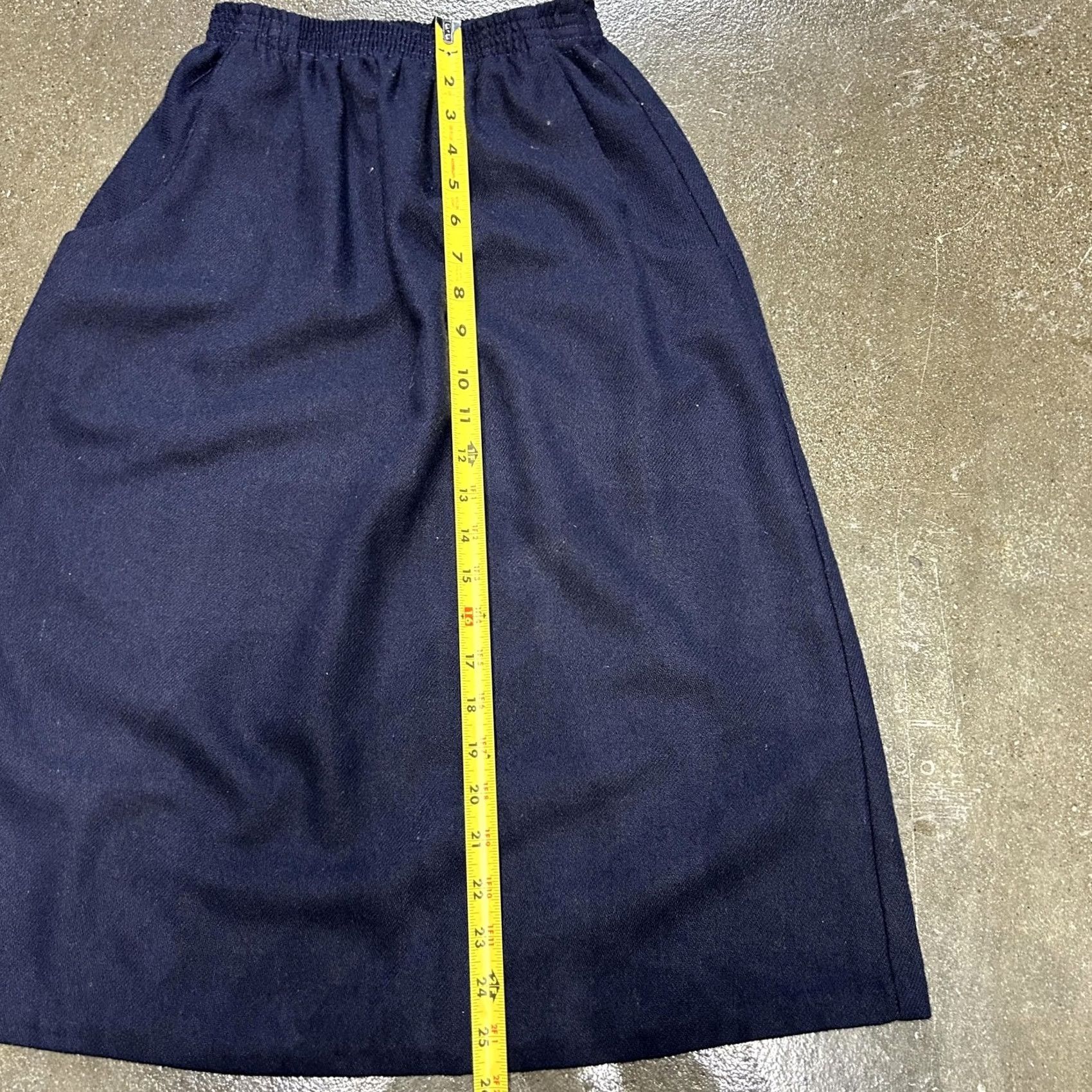 Vintage VINTAGE Skay Skirt Womens Petites 8 Navy Blue Straight Midi Elastic Waist Pull On USA Womens Size 30" / US 8 / IT 44 - 6 Thumbnail