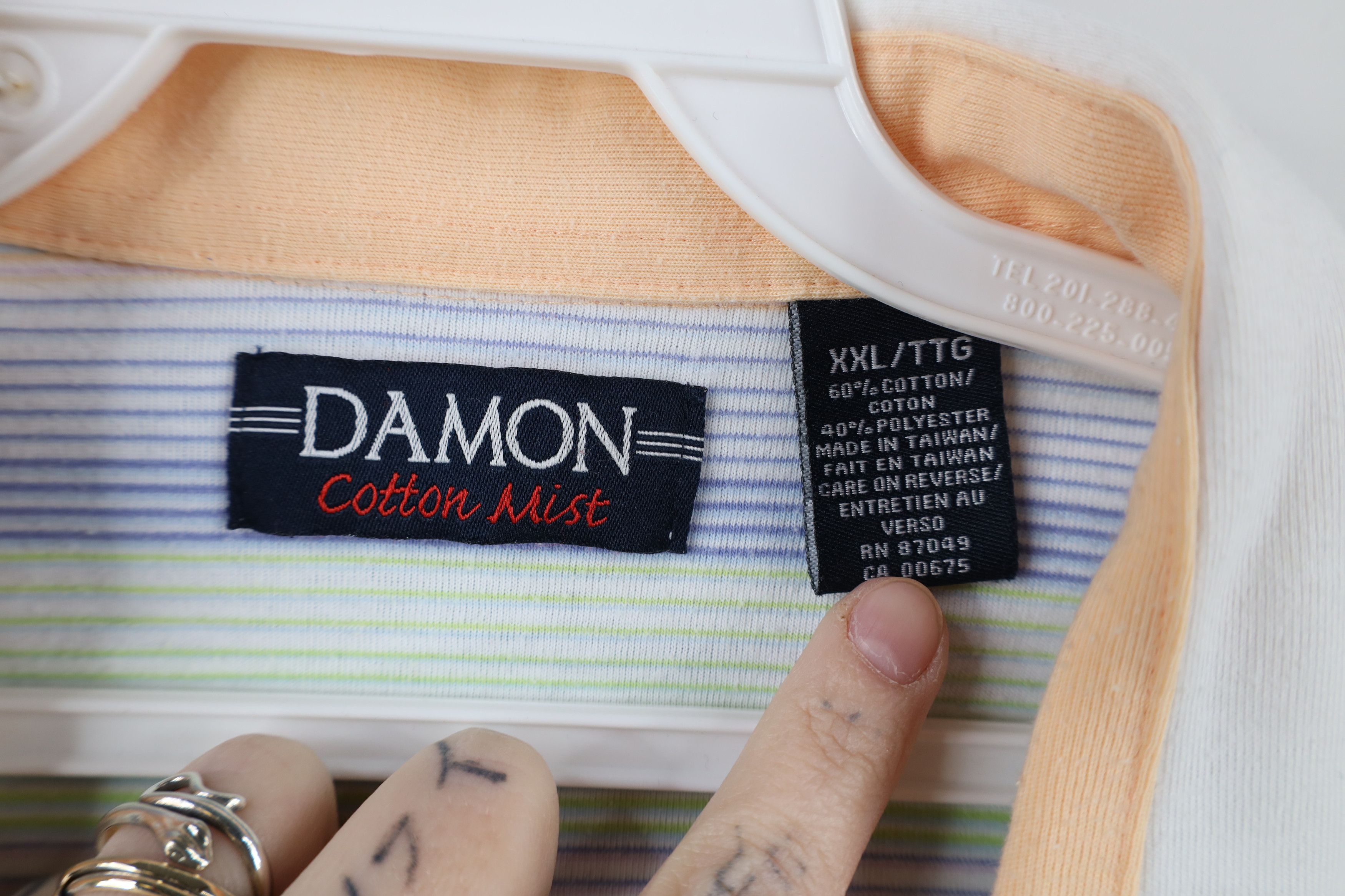 Vintage Vintage 90s Streetwear Pastel Striped Collard Golf Polo Size US XXL / EU 58 / 5 - 7 Thumbnail