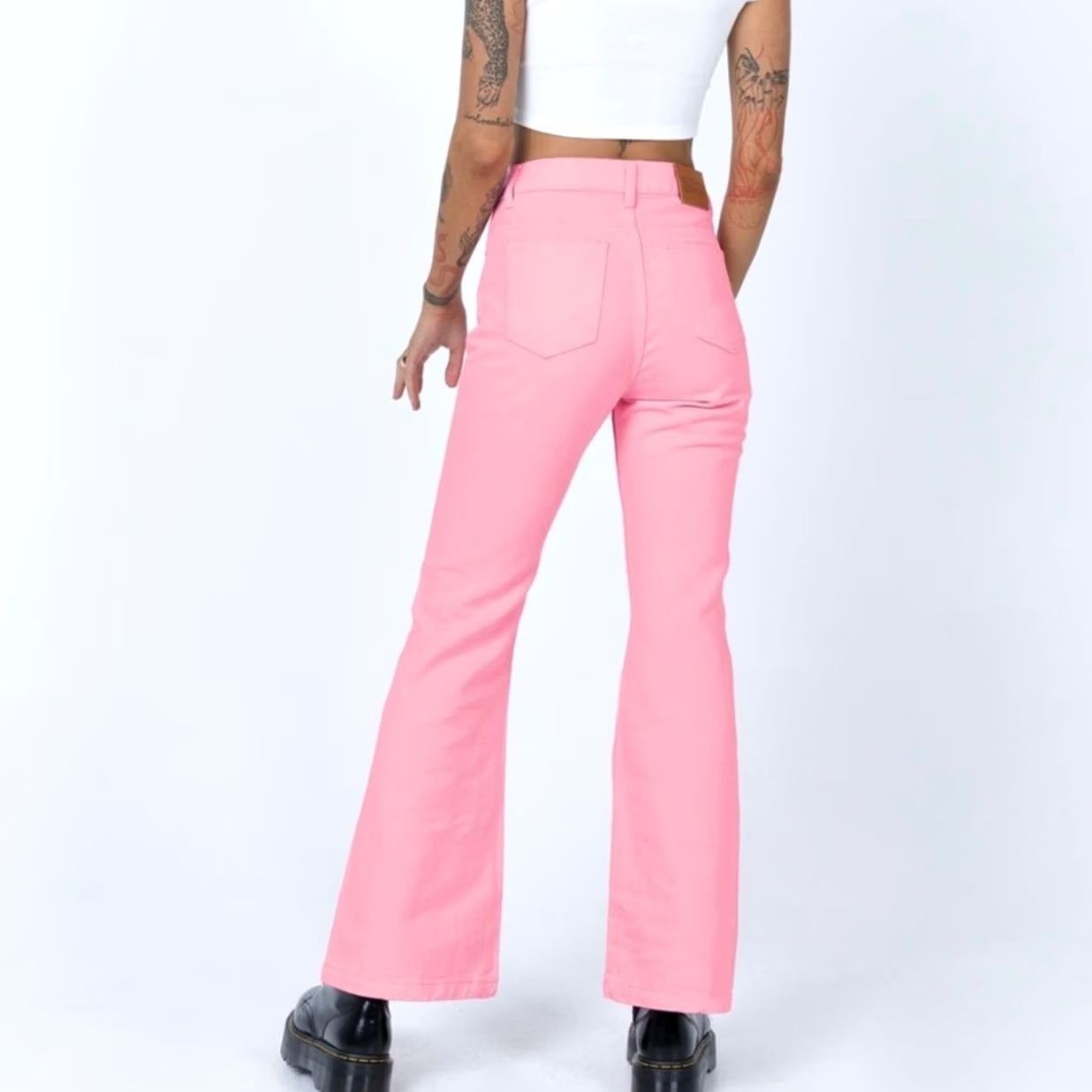 PRINCESS POLLY Princess Polly Jeans Cabarita High Rise Flare Lounge Denim Pink NWT Size 2 Size 42" / US 20 - 5 Thumbnail