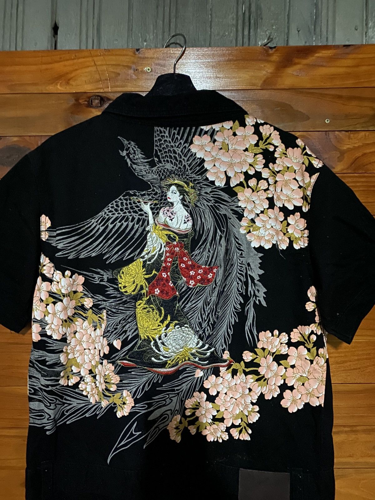 Japanese Brand Japanese Traditional Embroidered Phoenix Sakura Short-Sleeve Size US 40 / EU 56 - 12 Thumbnail