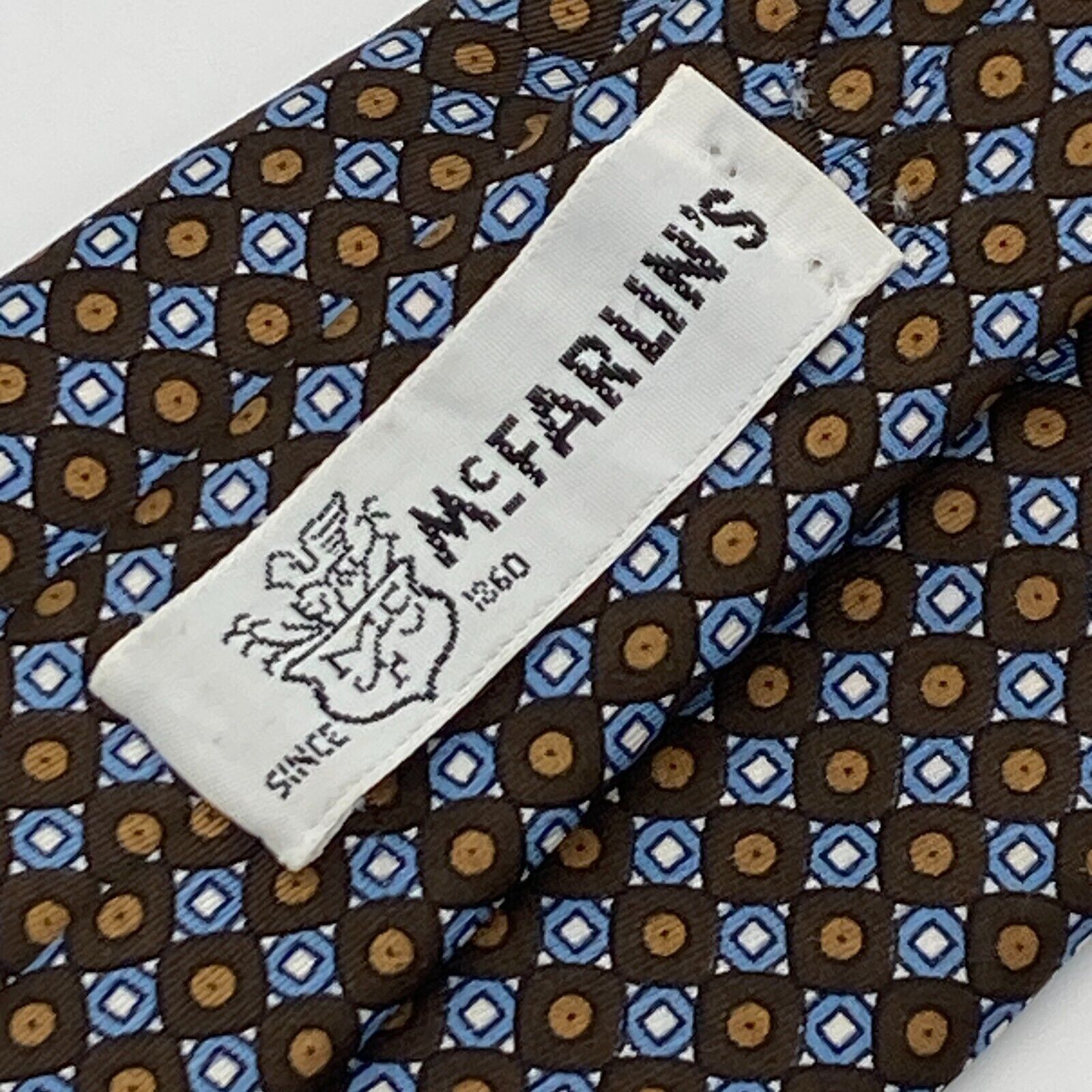 Dior Christian Dior Cravate Men's Tie Gold and Blue Geometric Size ONE SIZE - 10 Thumbnail