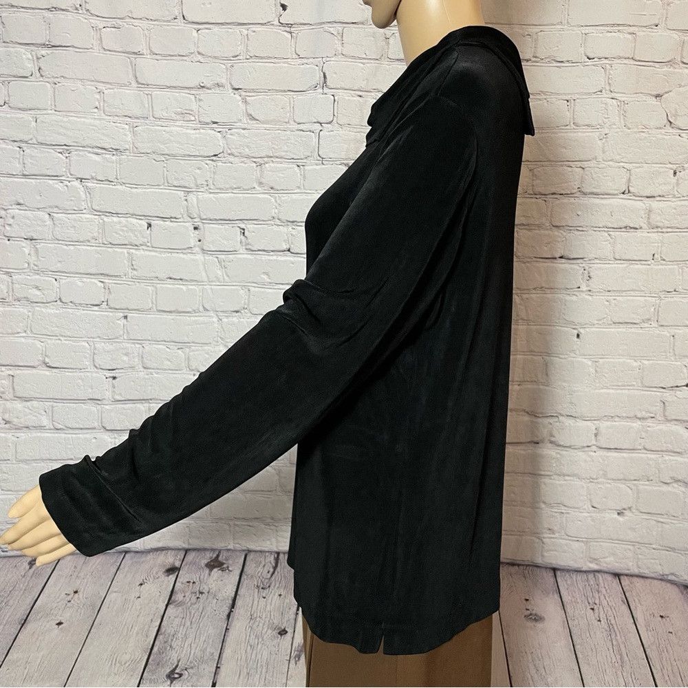 Chicos Chico's Travelers Black Liquid Knit Triangle Cowl Neck Top Size XL / US 12-14 / IT 48-50 - 3 Thumbnail