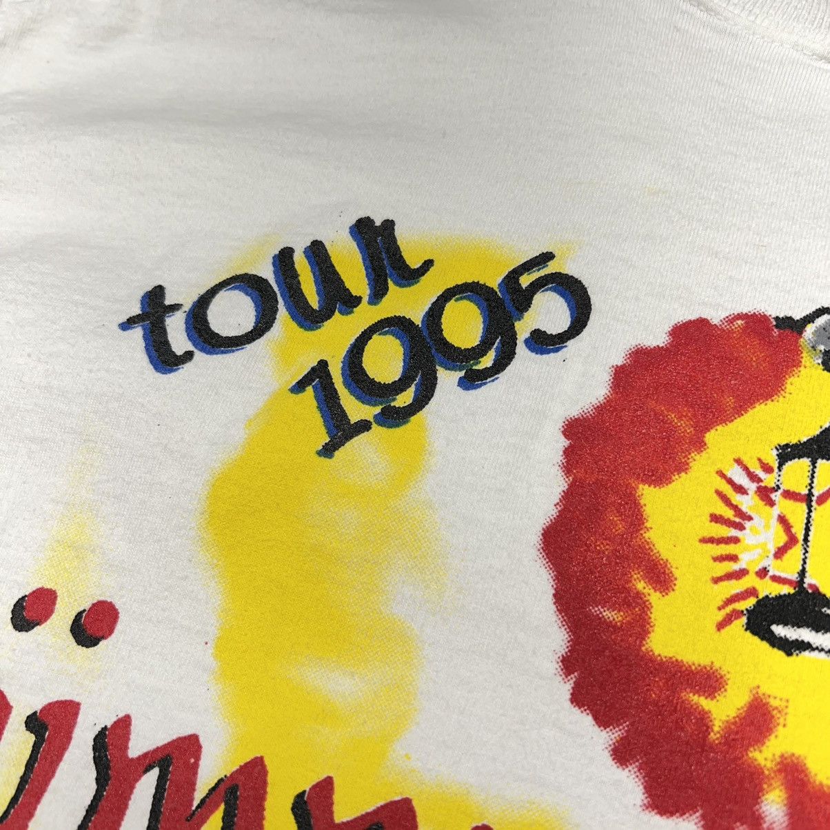 Band Tees × Vintage VTG Jimmy Page Robert Plant Tee Shirt White Tour Unledded Size US L / EU 52-54 / 3 - 15 Thumbnail