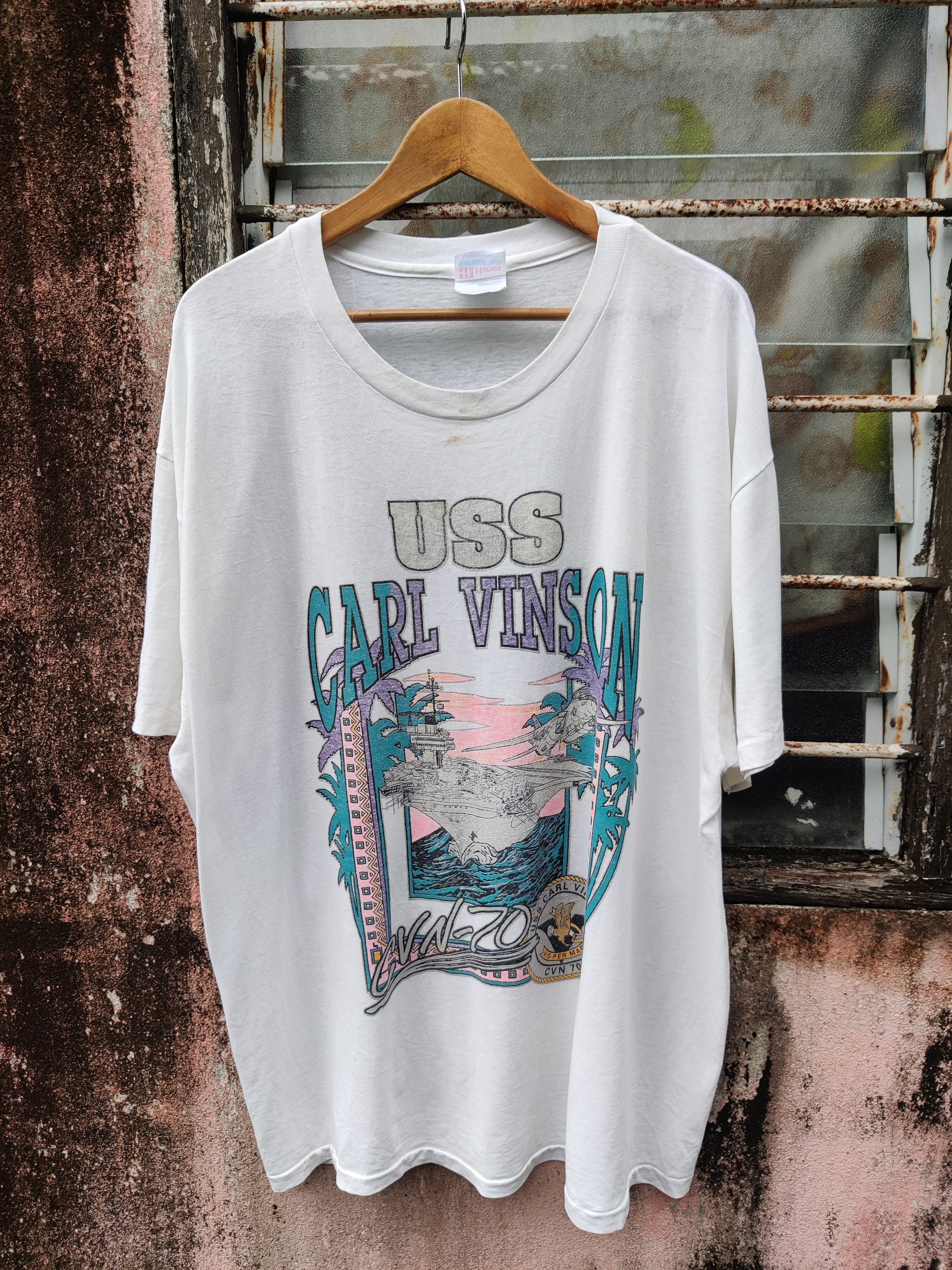 Sessions Vintage Paper Thin USS Carl Vinson Navy Shirt Size US XL / EU 56 / 4 - 2 Thumbnail