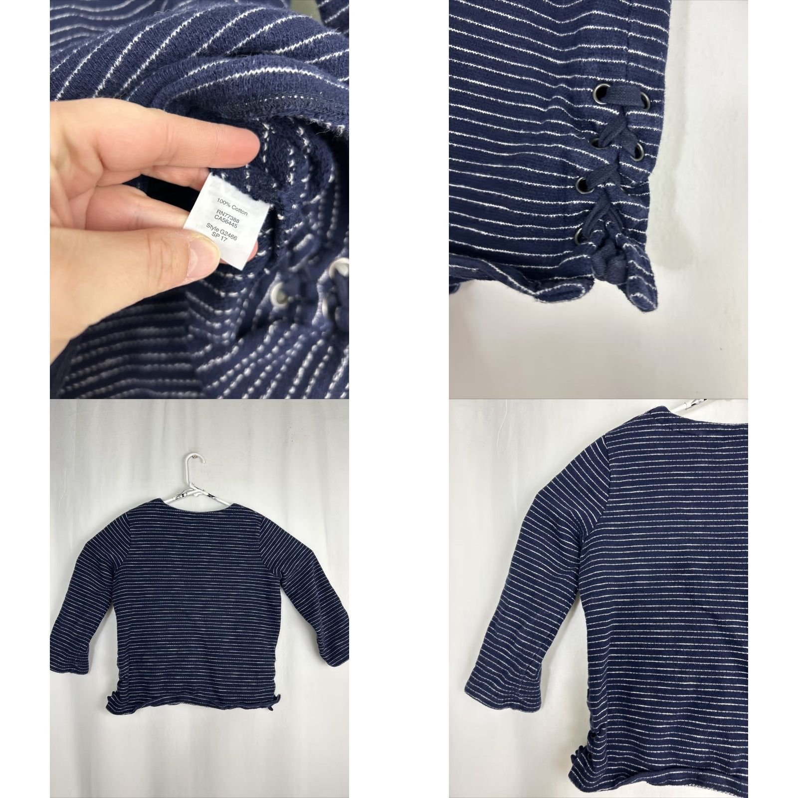 Madewell Madewell Blouse Shirt Striped Side Lace Top 3/4 Sleeve Navy Cream Size S Womens Pool Blue Nautical Cotton Size S / US 4 / IT 40 - 8 Thumbnail