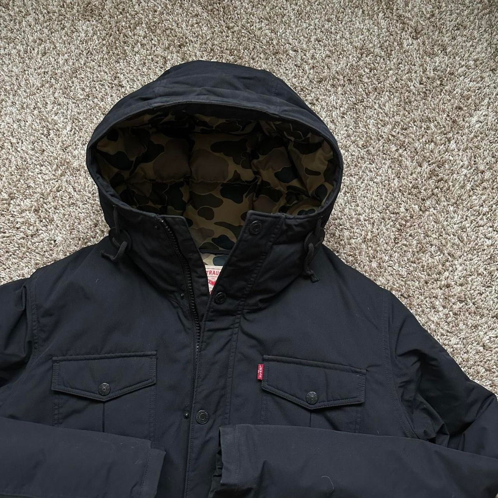 Levi's Rare 00s Levi’s Black Camo Insulated Down Puffer Jacket Coat Size US M / EU 48-50 / 2 - 3 Thumbnail