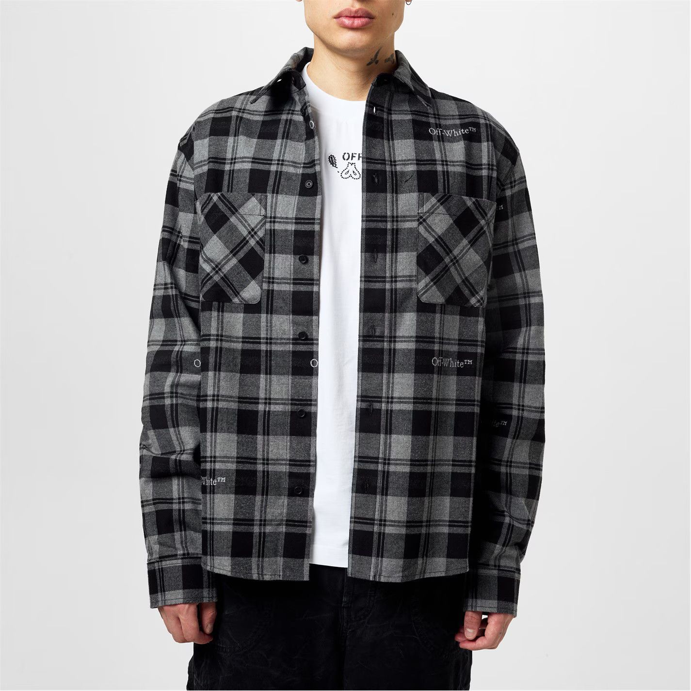 Off-White o1g2r1mq0326 Check Plaid Shirt in Black/Grey Size US S / EU 44-46 / 1 - 4 Thumbnail