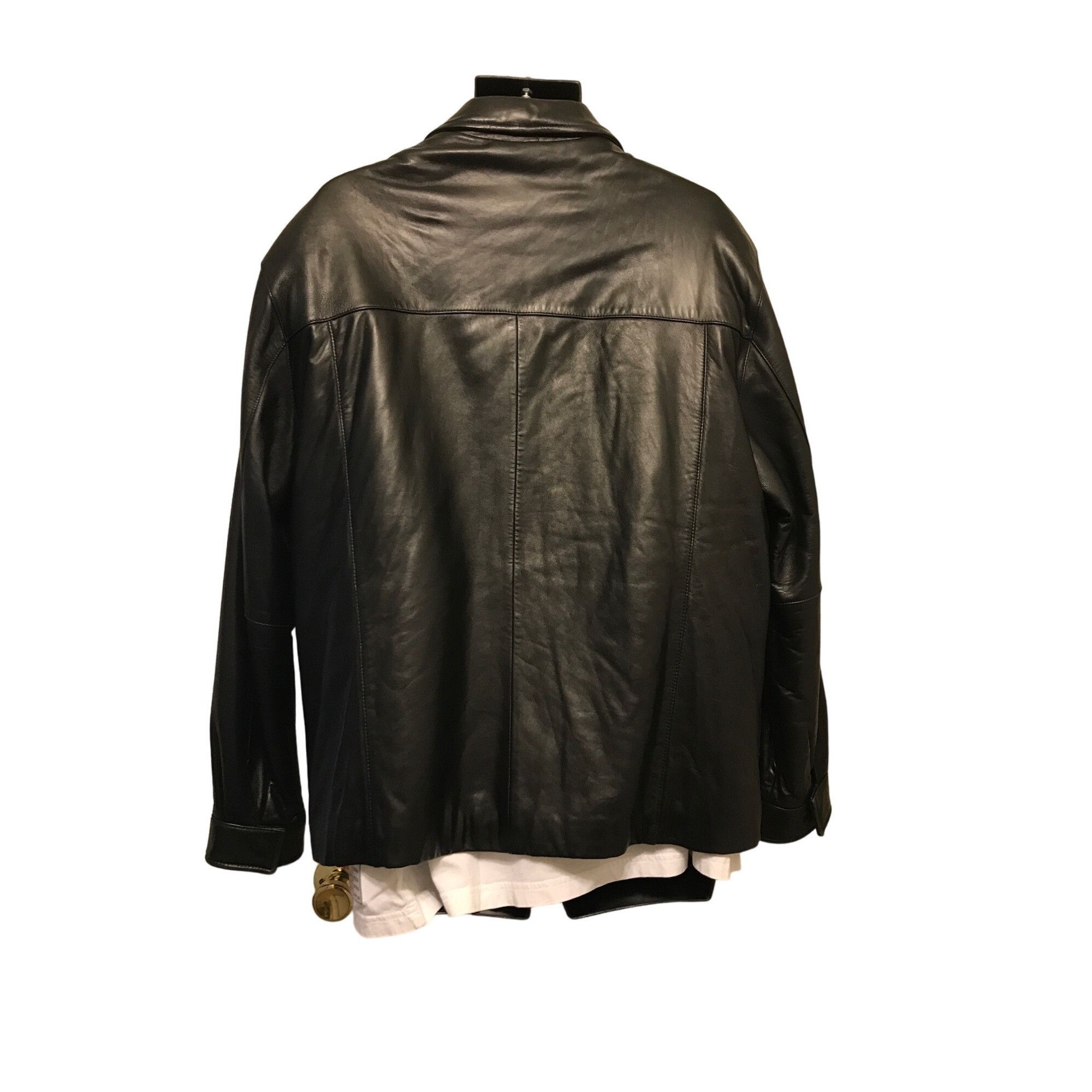 Jhane Barnes Jhane Barnes Men's Soft Black Leather Full Zip Jacket Coat Size US S / EU 44-46 / 1 - 2 Thumbnail