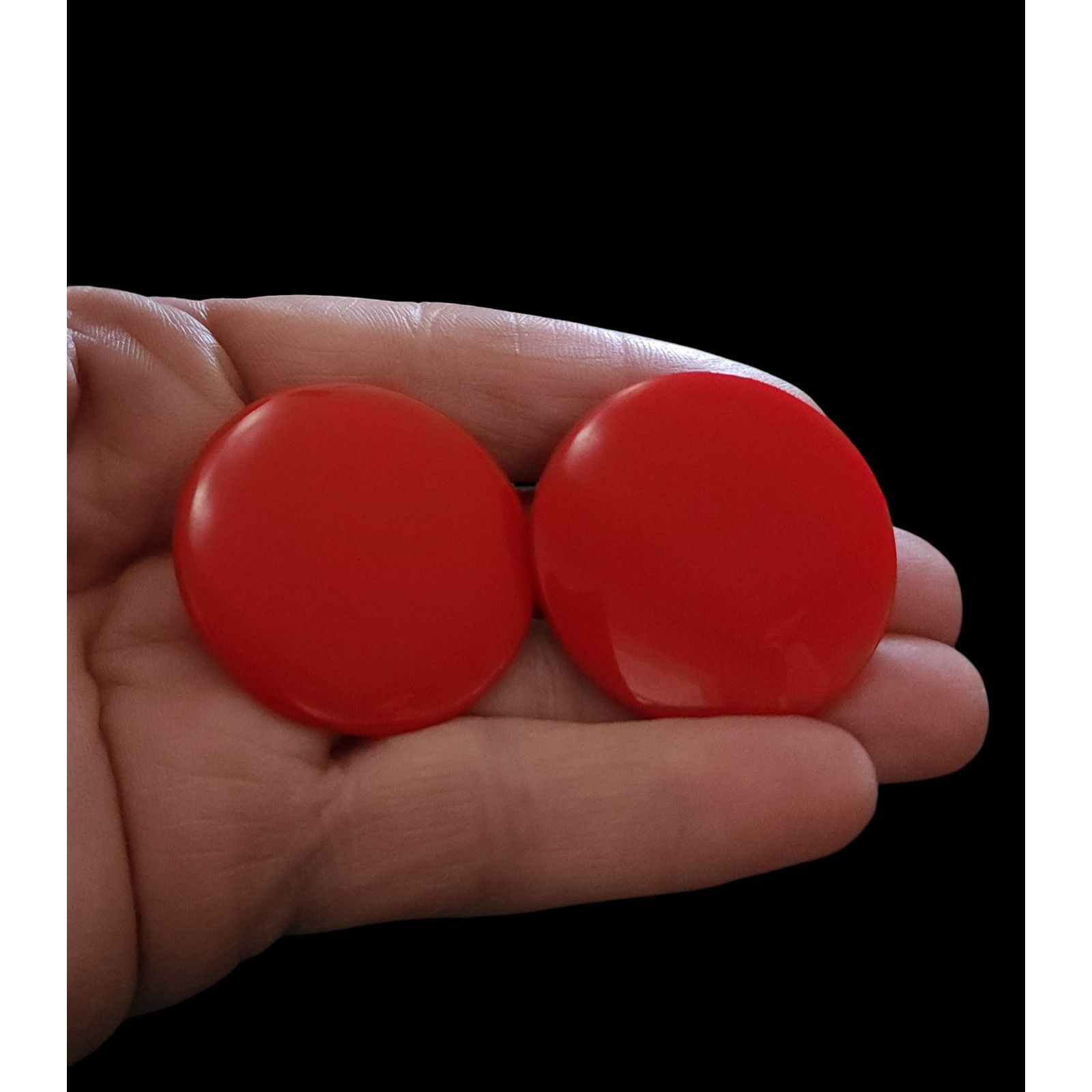 The Unbranded Brand Vintage 1030s -1940s red plastic and brass clip-on earrings Size ONE SIZE - 3 Thumbnail