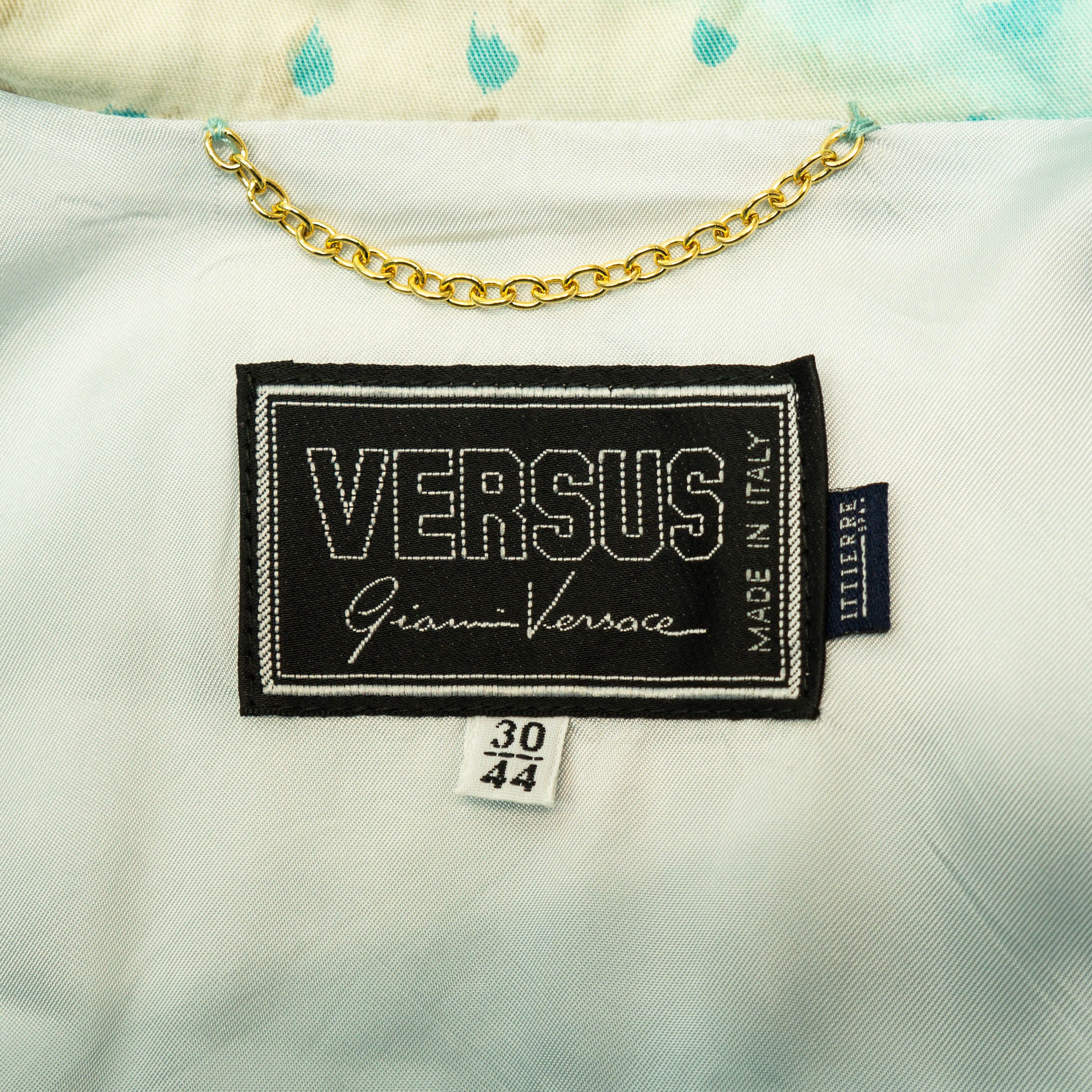 Versace × Versus VERSUS Gianni Versace Blue Set Blazer Skirt Vintage 90s 00s Size M / US 6-8 / IT 42-44 - 9 Thumbnail