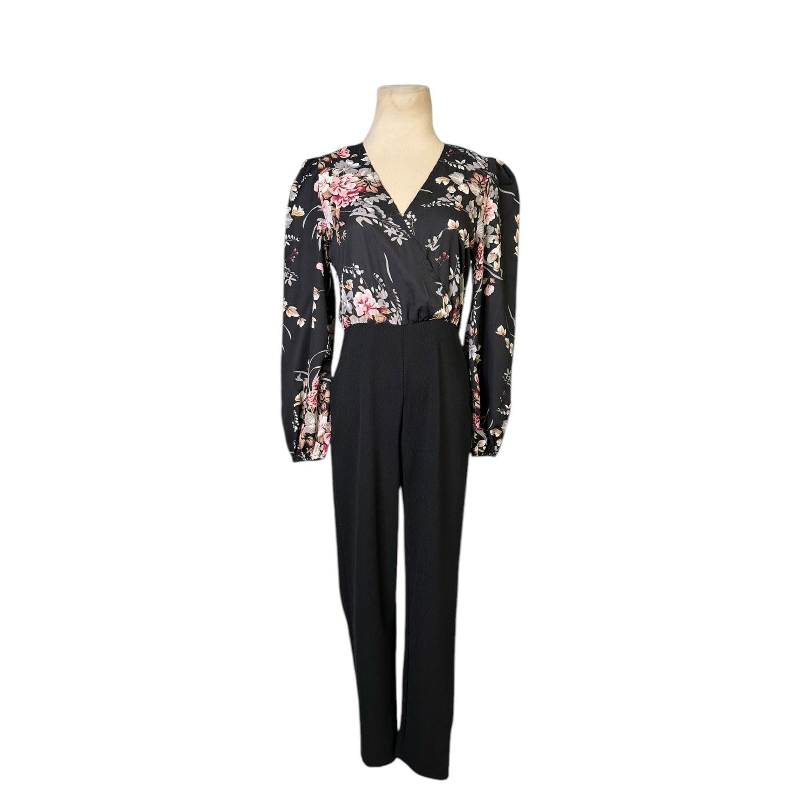Shein Shein black floral long sleeves jumpsuit size XS Size 26" / US 2 / IT 38 - 1 Thumbnail