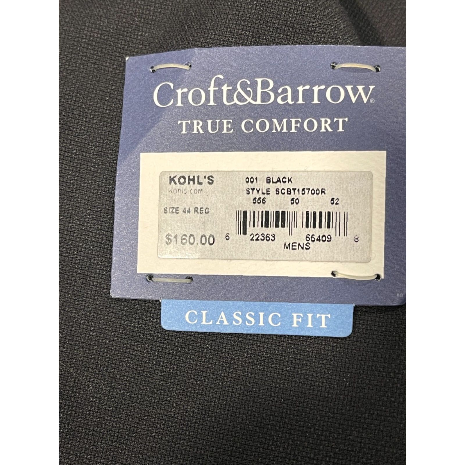 Croft & Barrow CROFT&BARROW Mens Blazer Sport Coat Jacket 44R Black Classic fit Suit Suits Size 44R - 4 Thumbnail