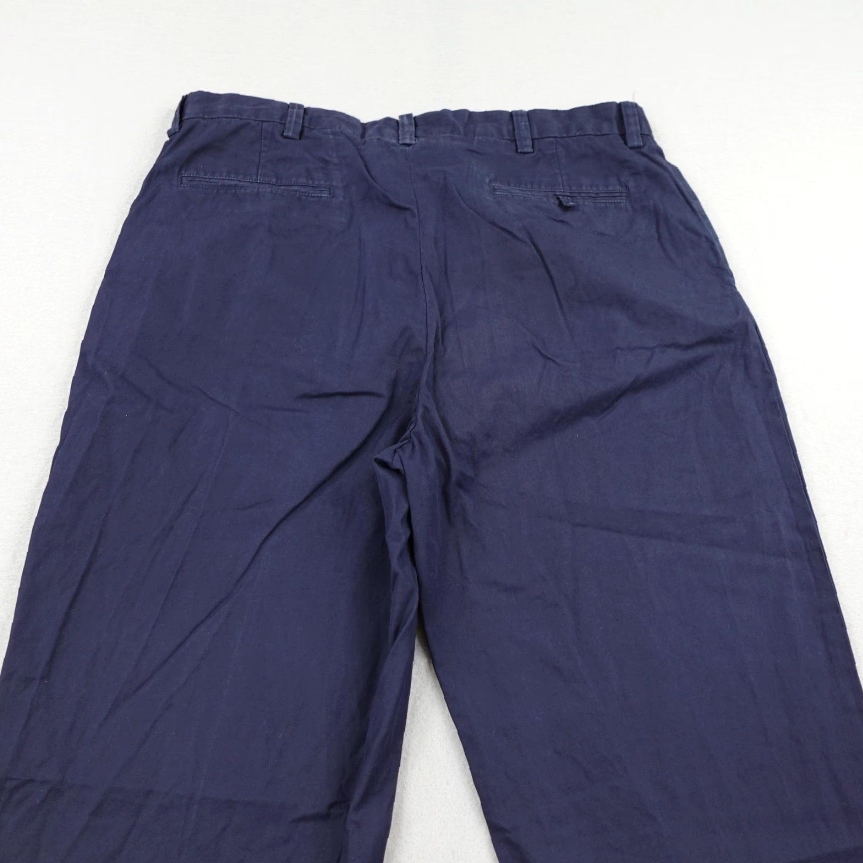 Ralph Lauren VINTAGE Ralph Lauren Pants Mens 35x32 Chino Straight Leg Cotton Twill Navy Blue Flat Front Pockets 35 Inseam Mens Size US 35 - 5 Thumbnail