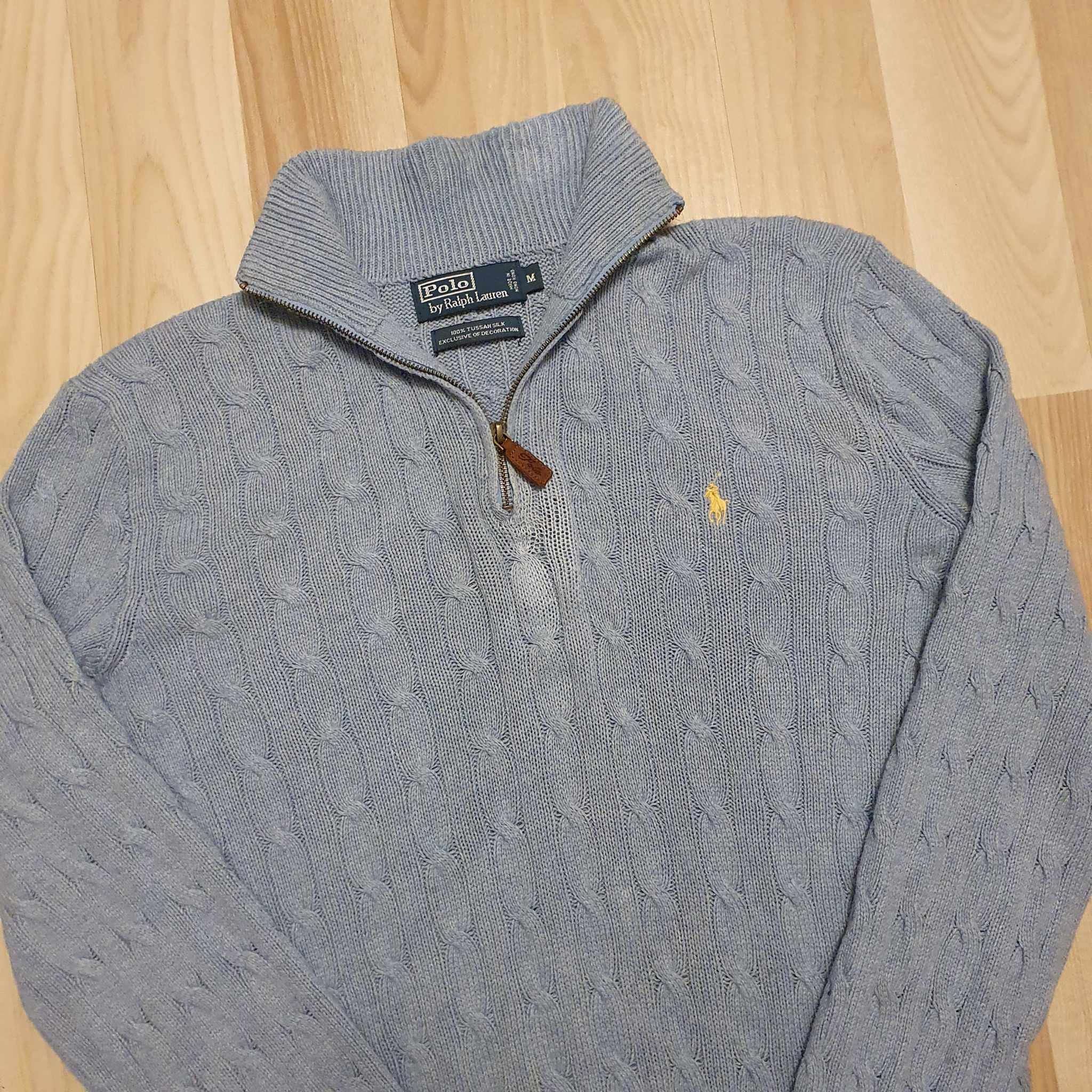 Polo Ralph Lauren × Ralph Lauren Polo Ralph Lauren Silk Cable-Knit Half-Zip Sweather Jumper Size US M / EU 48-50 / 2 - 2 Thumbnail