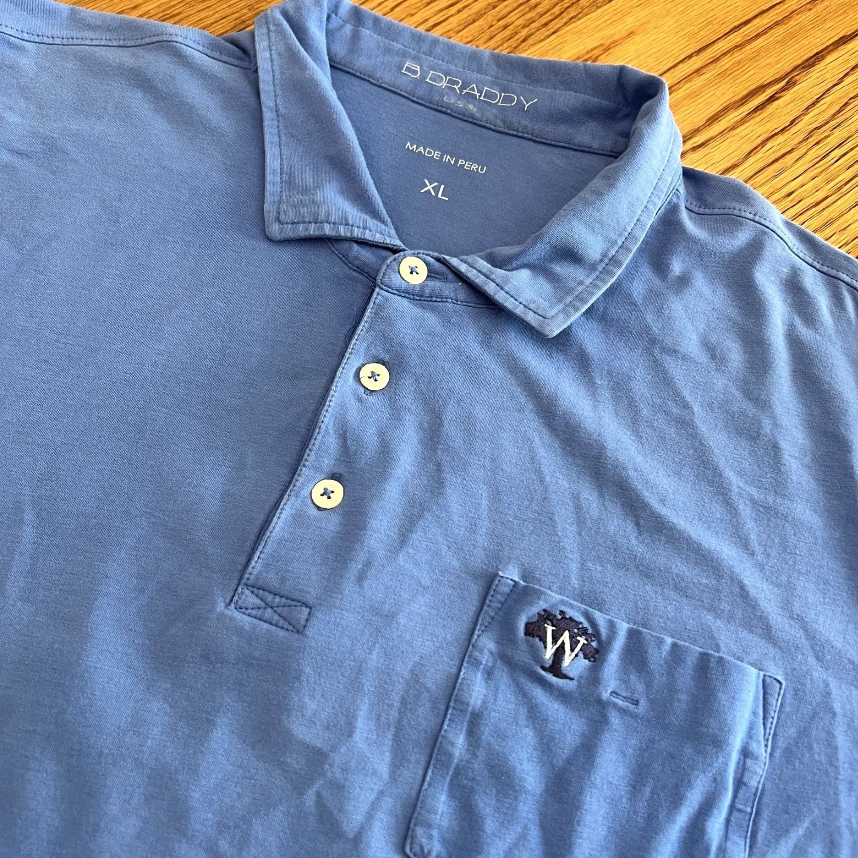 Vintage B. Draddy Mens Polo Shirt Blue Preppy Short Sleeve XL Regular Embroidered Logo Pima Cotton Golf Shirt Men’s Size US XL / EU 56 / 4 - 2 Thumbnail