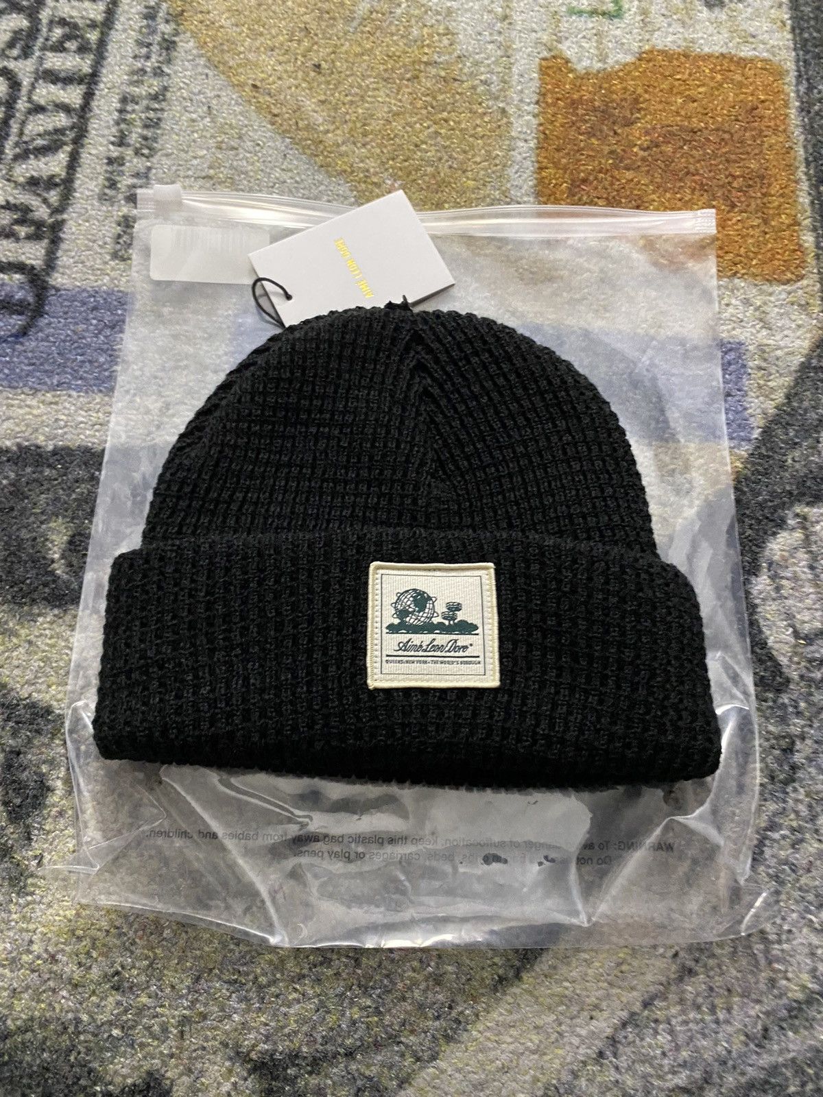 Aime Leon Dore Aime Leon Dore Waffle Beanie Jet Black | Grailed
