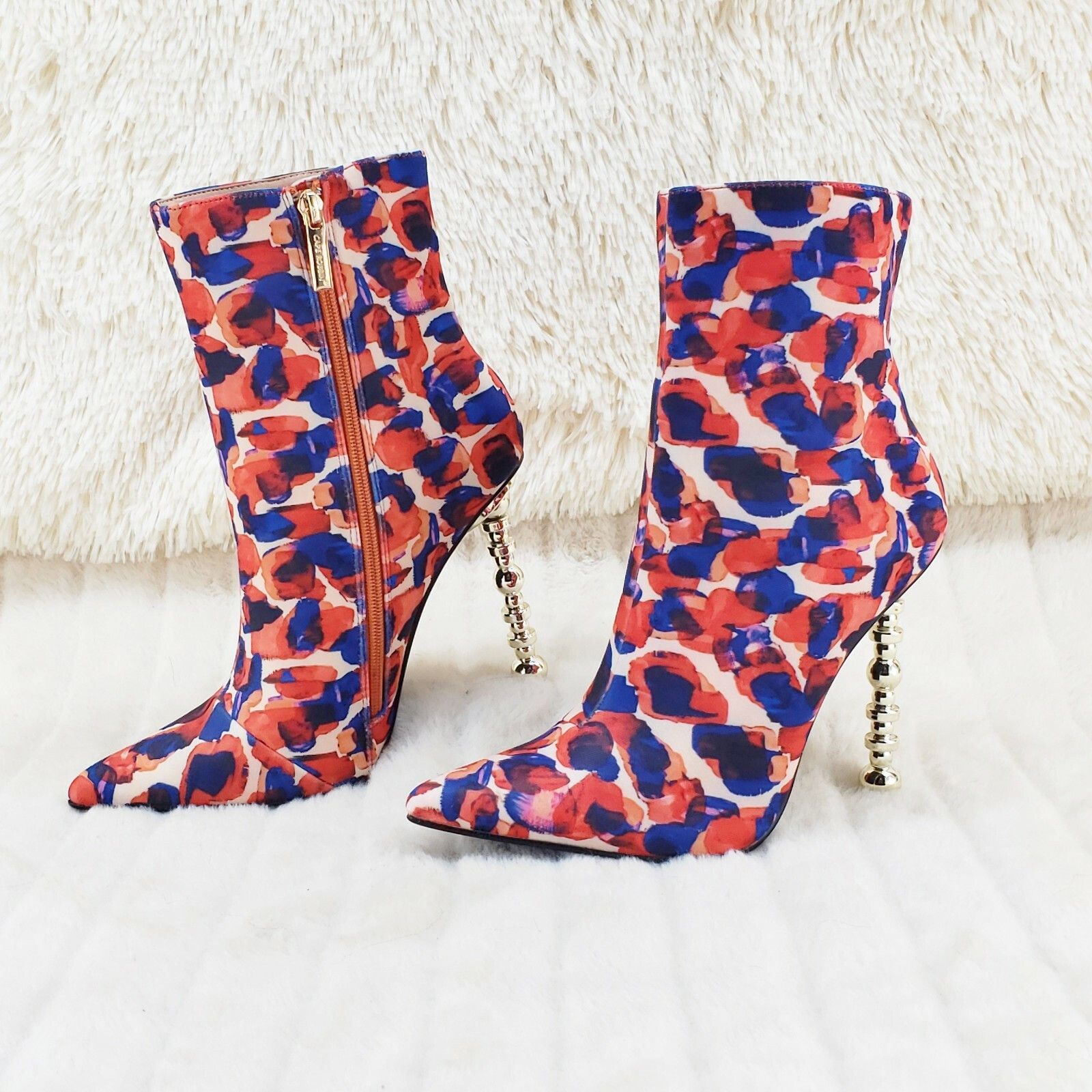 Other 5" Geo Deco High Heel Multi Color Print Pointy Toe Ankle Boo Size US 11 / IT 41 - 2 Thumbnail