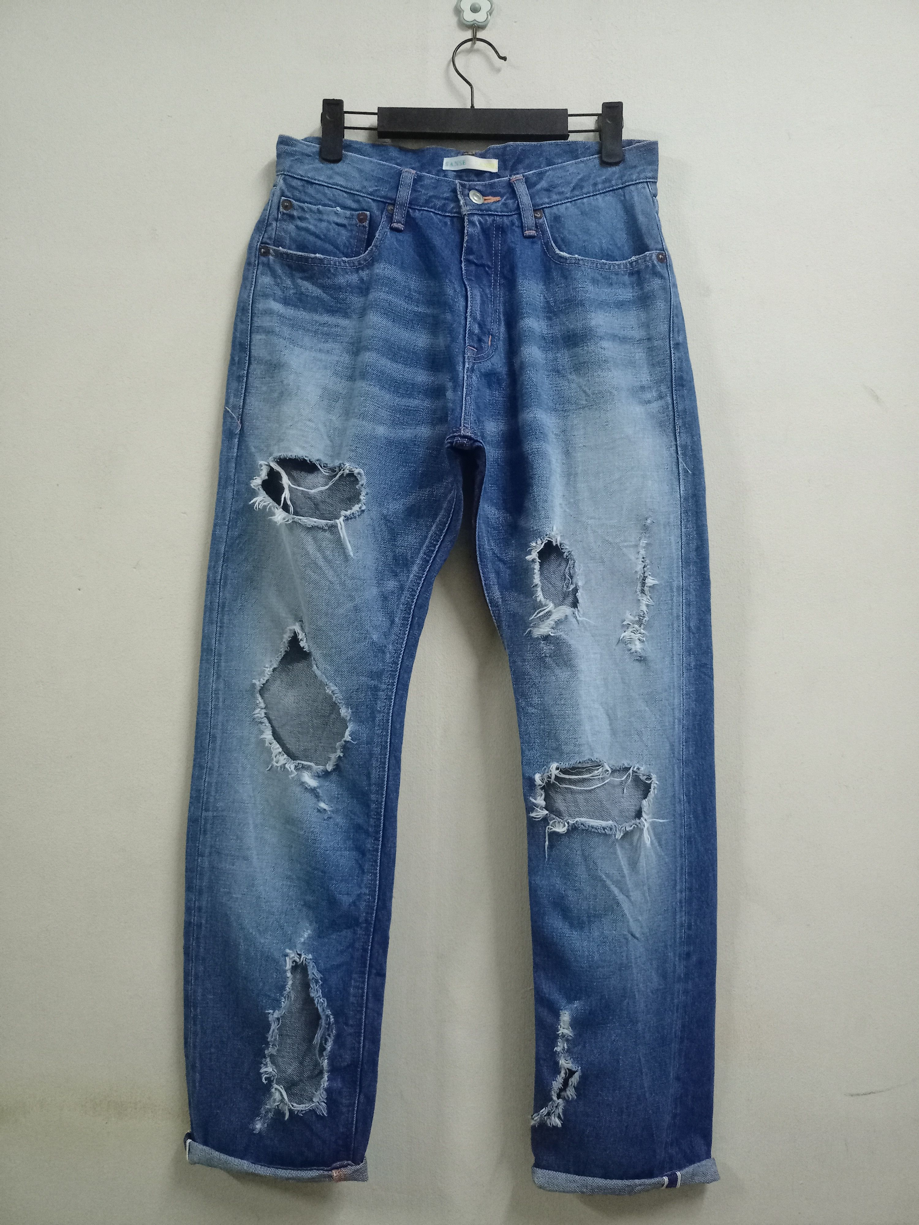 image of Distressed Denim x Japan Blue Vintage Setto By Japan Blue Selvedge Ripped Jeans 29X31, Men's