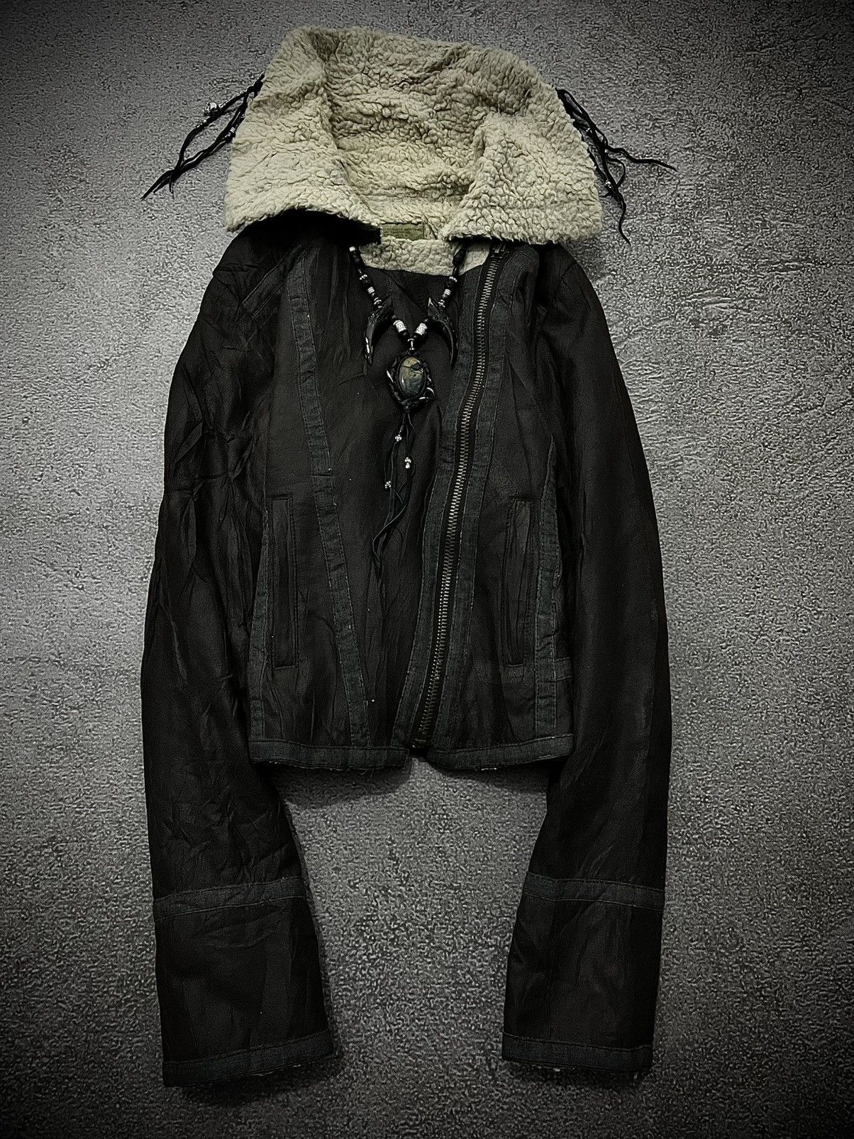 GOA 2000s Goa Asymmetric HighNeck Gothic Leather Jacket Size US M / EU 48-50 / 2 - 2 Thumbnail