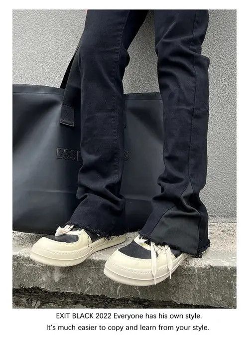 Japanese Brand × Vintage Y2K Black Flared Baggy Leg Jeans Size US 31 - 4 Thumbnail