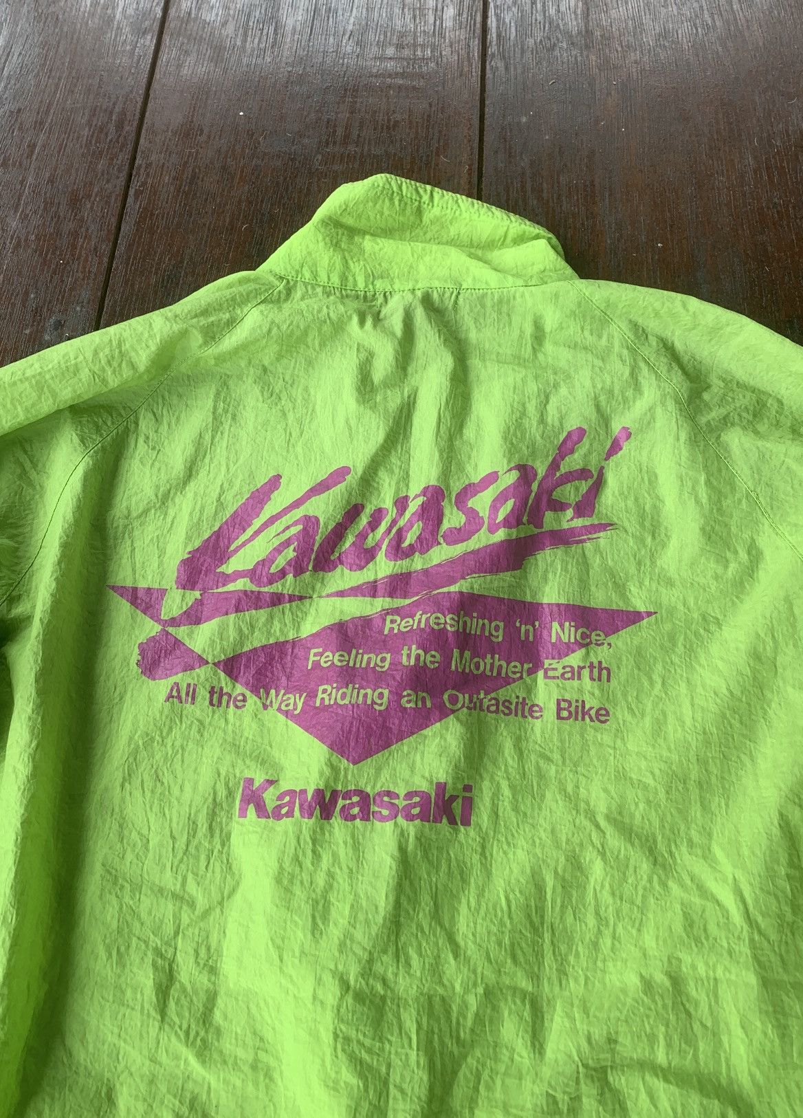 Japanese Brand × Vintage Vintage Kawasaki iconic green colour light jacket Size US M / EU 48-50 / 2 - 3 Thumbnail