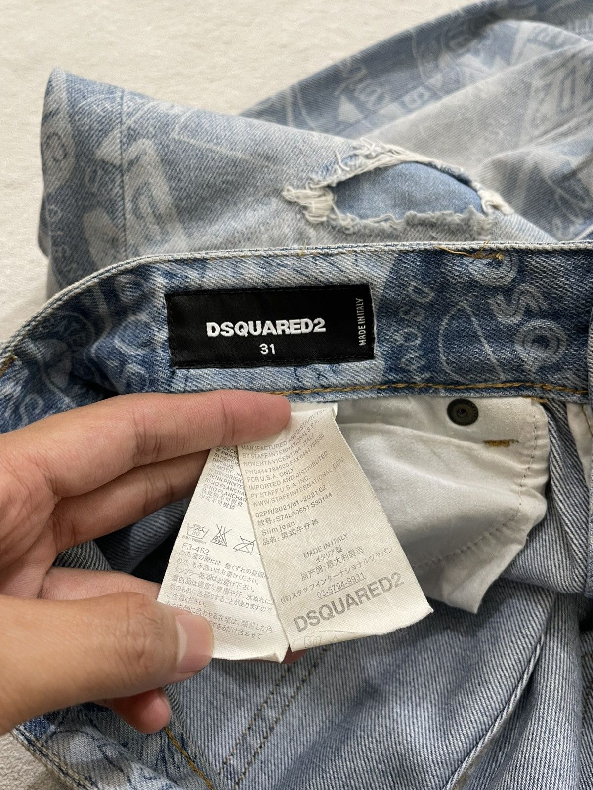 Hysteric Glamour 2000s Dsquared Distressed Denim Full Print Y2K Size US 31 - 5 Thumbnail