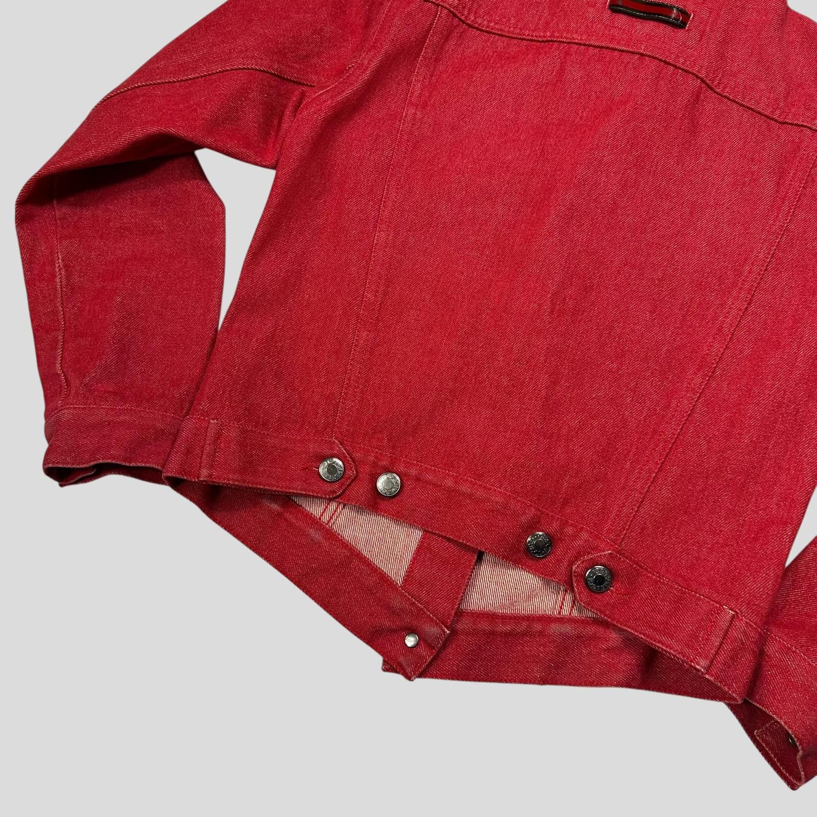 Gucci by Tom Ford 1999 Red Denim Cropped Front Drop Jacket S