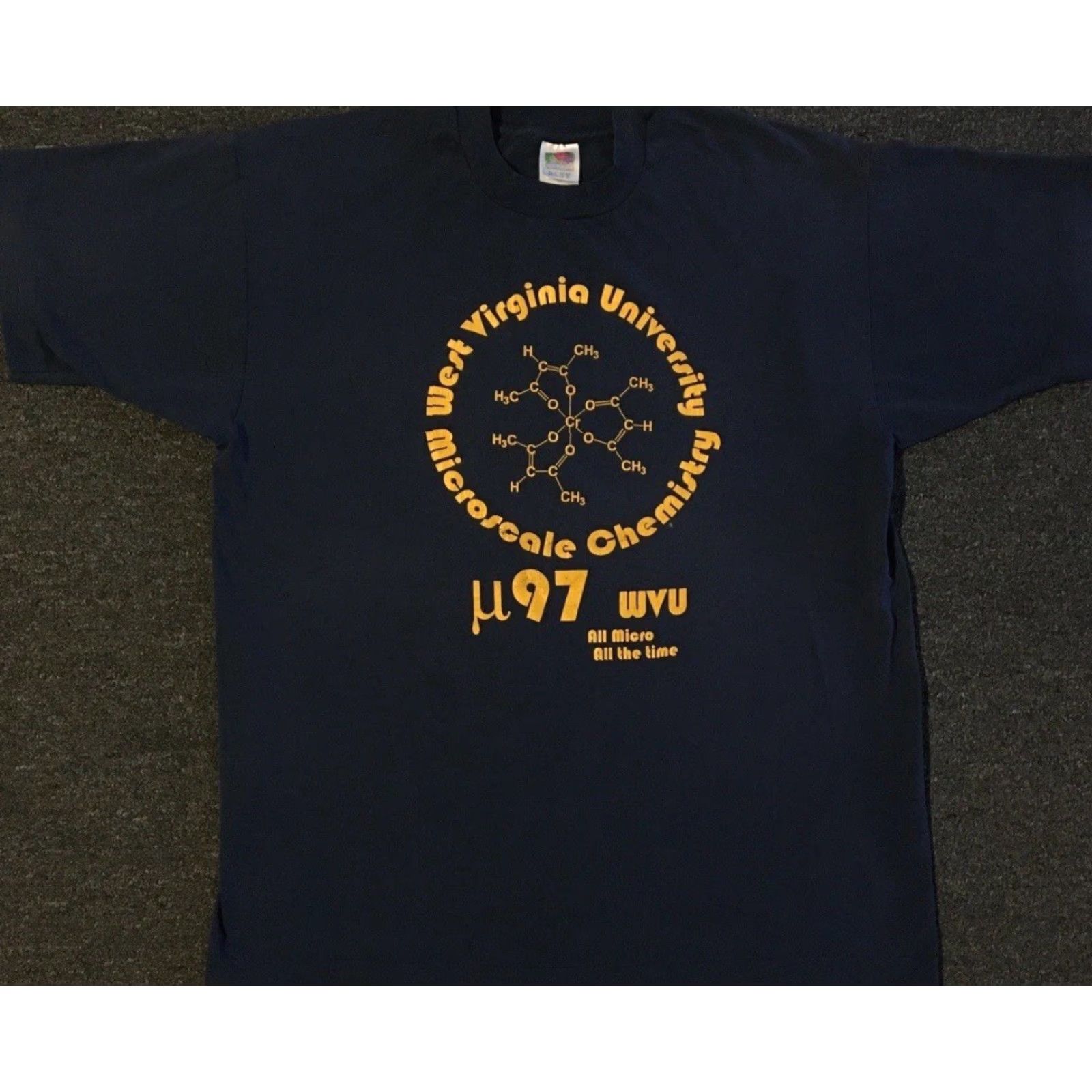 Vintage Vtg 90s Microscale Chemistry All Micro All The Time Faded Shirt XL West Virginia University T-Shirt Men Navy Blue Graphic Tee Funny Size US XL / EU 56 / 4 - 2 Thumbnail