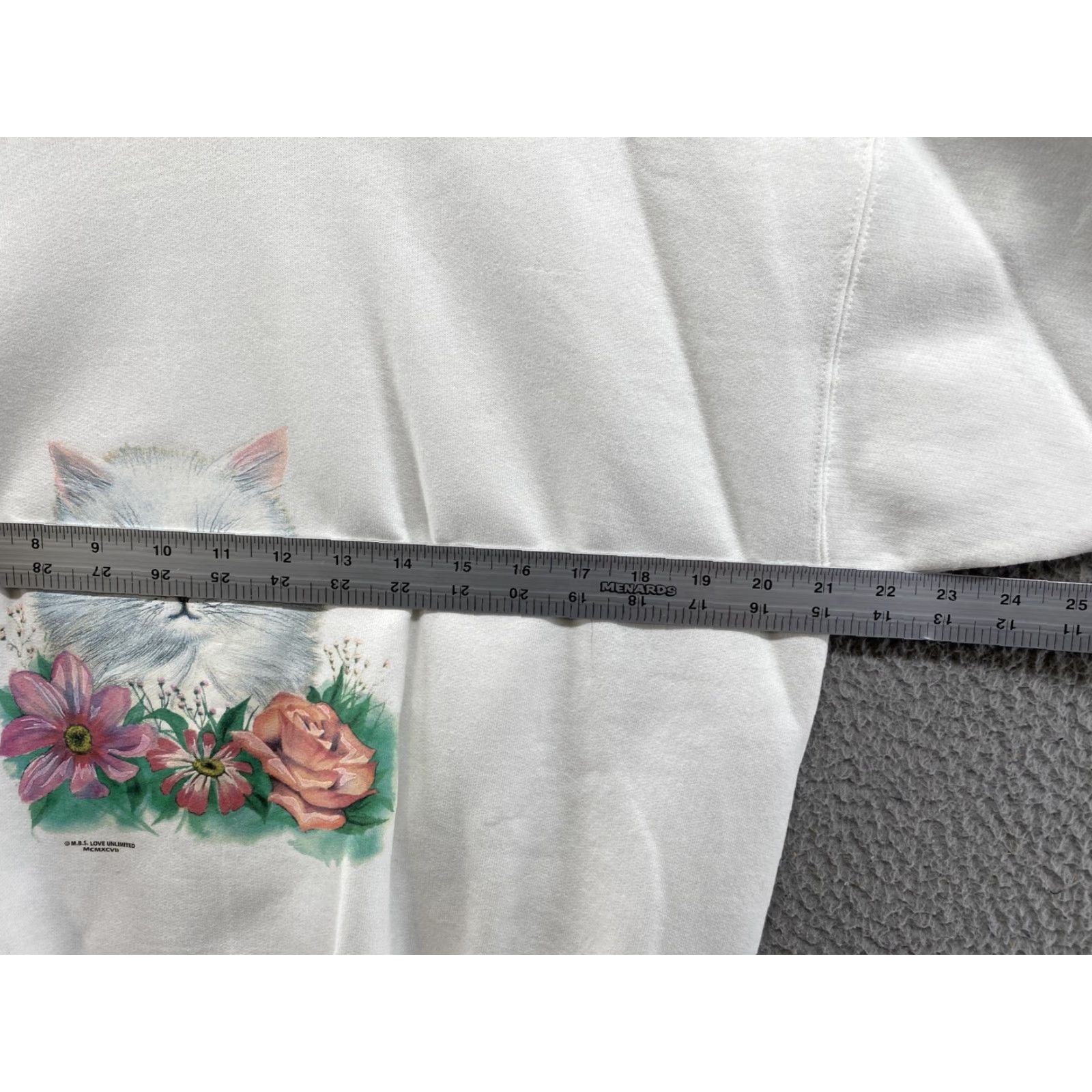 Hanes VINTAGE Hanes Love Unlimited Cat Sweatshirt Shirt Women Adult Medium White Cat Graphic Print Easy Care Pullover Crew Neck Long Sleeve Blended Fabric Size M / US 6-8 / IT 42-44 - 5 Thumbnail