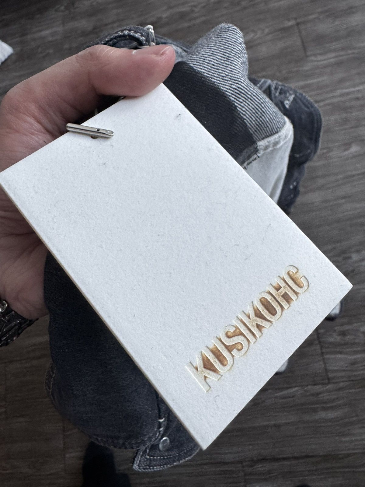 Kusikohc KUSIKOHC gray and white paneled rivet denim jacket Size US L / EU 52-54 / 3 - 9 Thumbnail