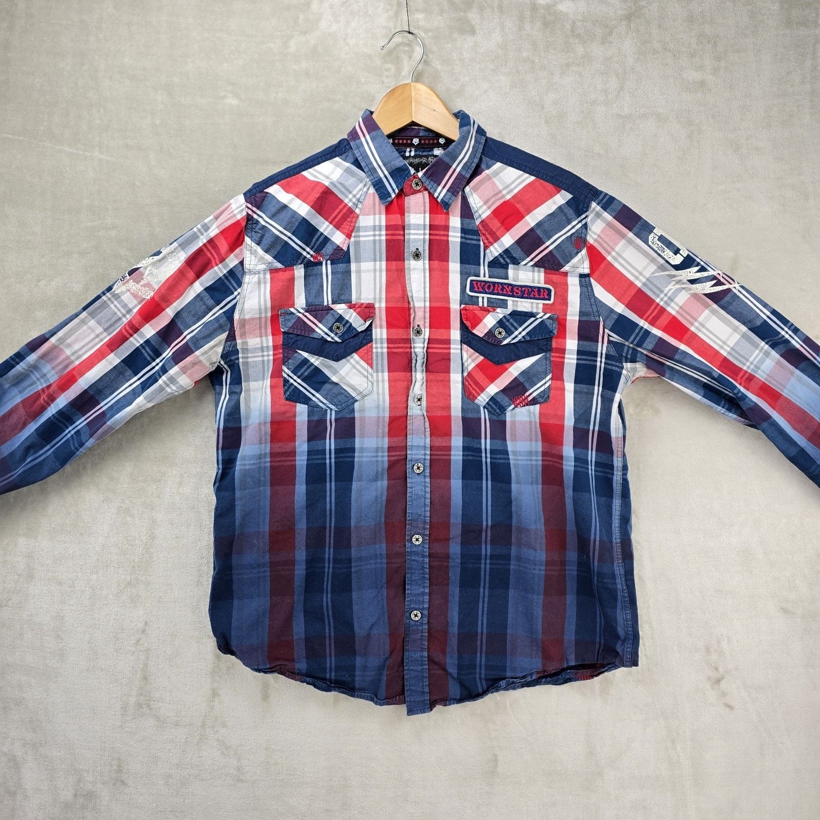 Other Wornstar Western Button Up Shirt Large Plaid Metal Buttons Size US L / EU 52-54 / 3 - 2 Thumbnail