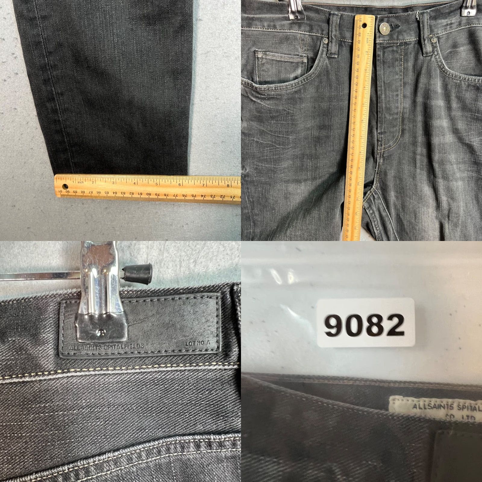 Allsaints VINTAGE AllSaints Spitalfields Mens Black Slim Fit Crop Jeans Adult 29 Regular 31x24 Cotton Denim Denim Tapered 90s Mens Size US 29 - 8 Thumbnail