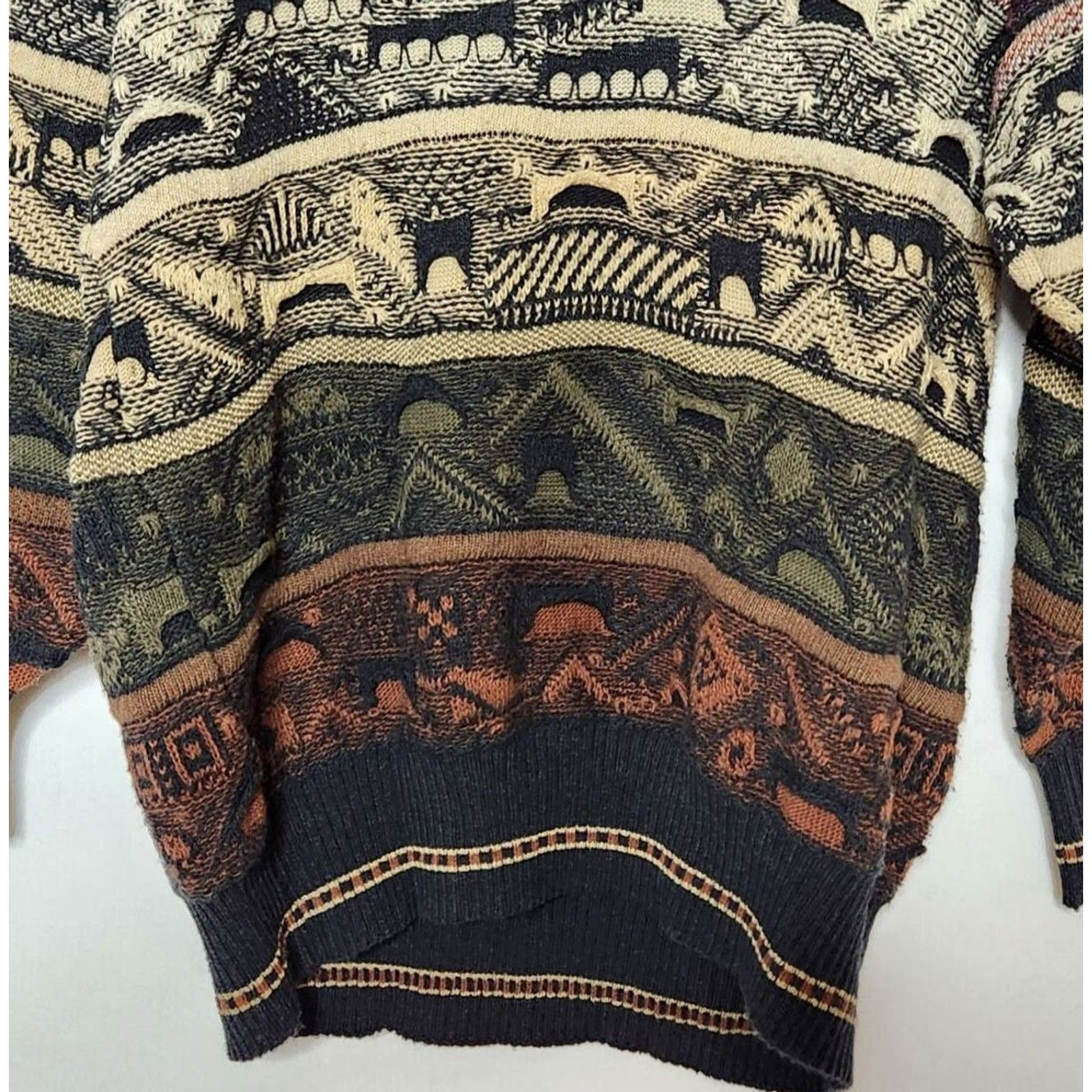 IDEA Idea Uomo Mens Sweater Collared Pullover Knit Cotton Blend Multicolor 3D Textured VTG M Size US M / EU 48-50 / 2 - 4 Thumbnail