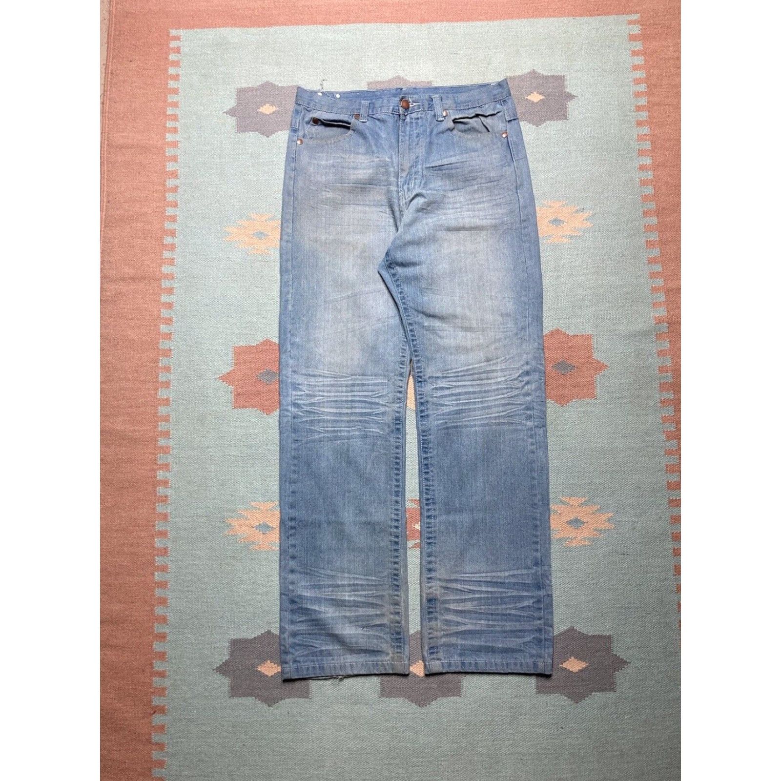 Express VINTAGE Brooklyn Xpress Baggy Jeans Embroidered Grunge 34x34 Men Blue INSEAM 34 Size US 34 / EU 50 - 5 Thumbnail
