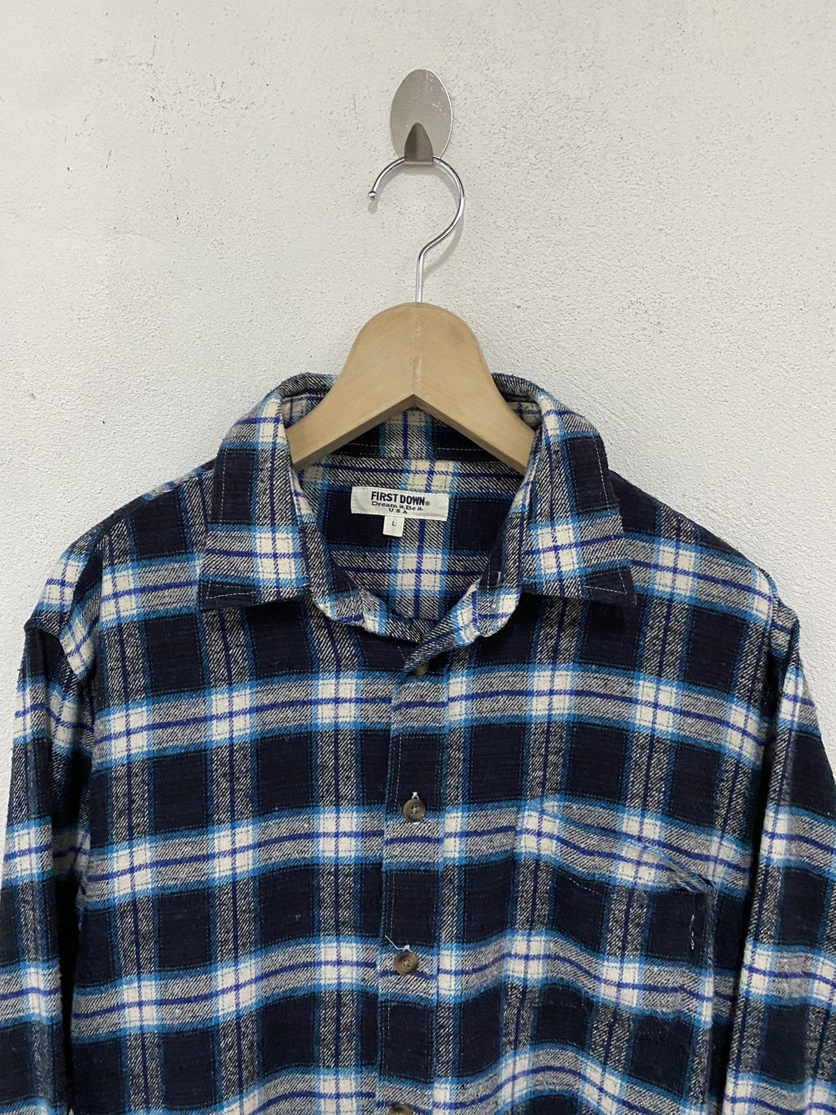 Japanese Brand × Vintage Rare First Down Plaid Tartan Flannel Shirt Size US L / EU 52-54 / 3 - 3 Thumbnail