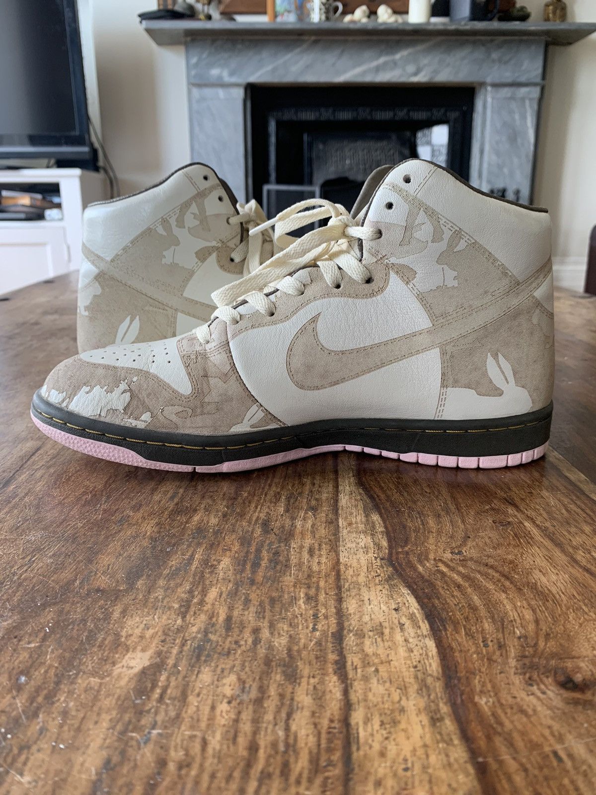 Nike Nike Dunk High One Piece Premium Khaki Pink Ice Size US 8.5 / EU 41-42 - 6 Thumbnail
