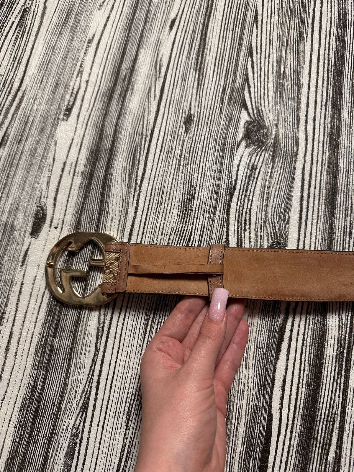 Gucci Gucci Diamante Canvas and Leather Interlocking G Buckle Belt Size ONE SIZE - 8 Thumbnail