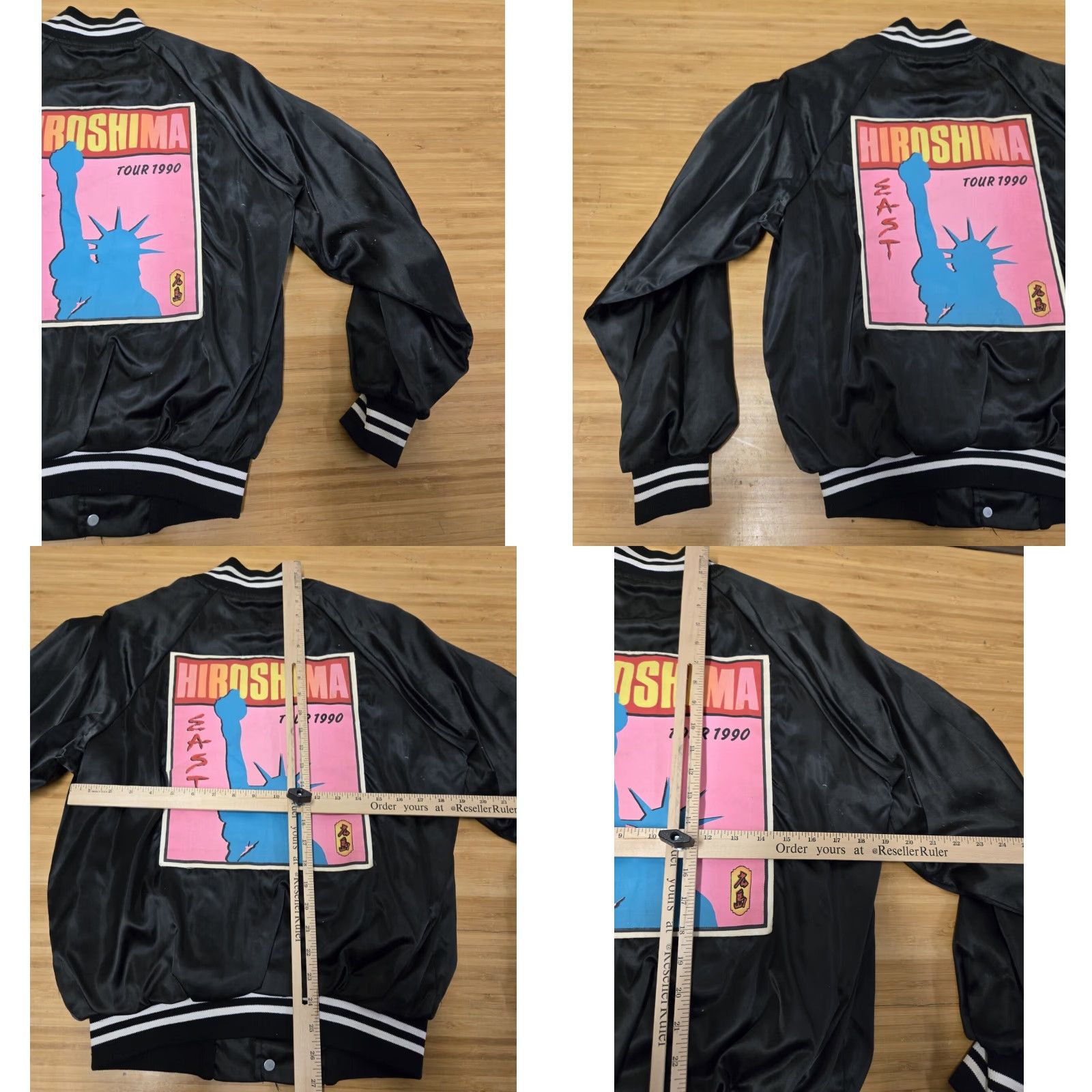 Vintage VINTAGE Hiroshima East Tour 1990 Black Medium Jacket Distressed Auburn Sportswear Graphic Print Embroidered Logo Mens Music 1990s Size US M / EU 48-50 / 2 - 9 Thumbnail