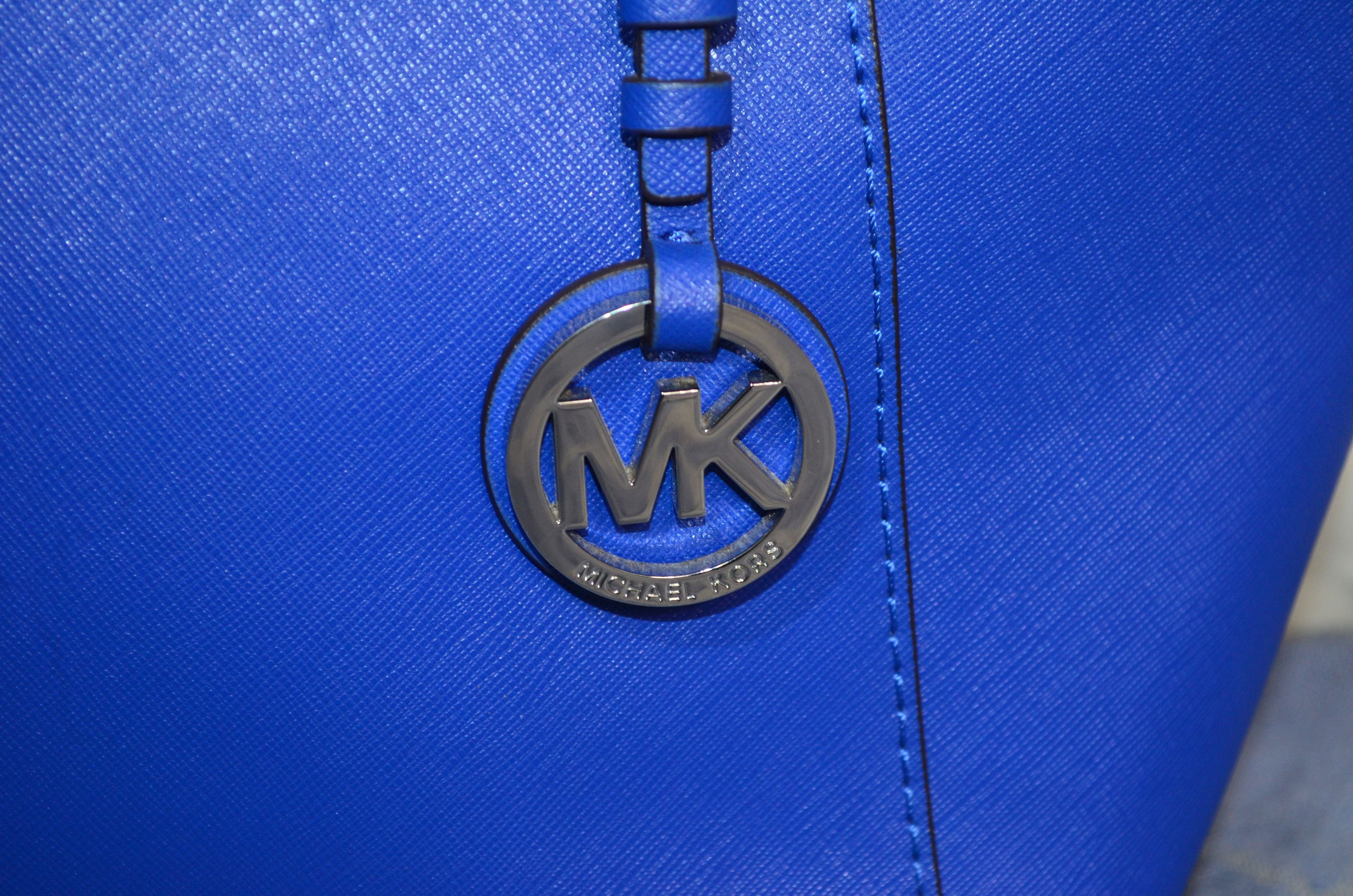 Michael Kors Blue Leather Tote Bag
