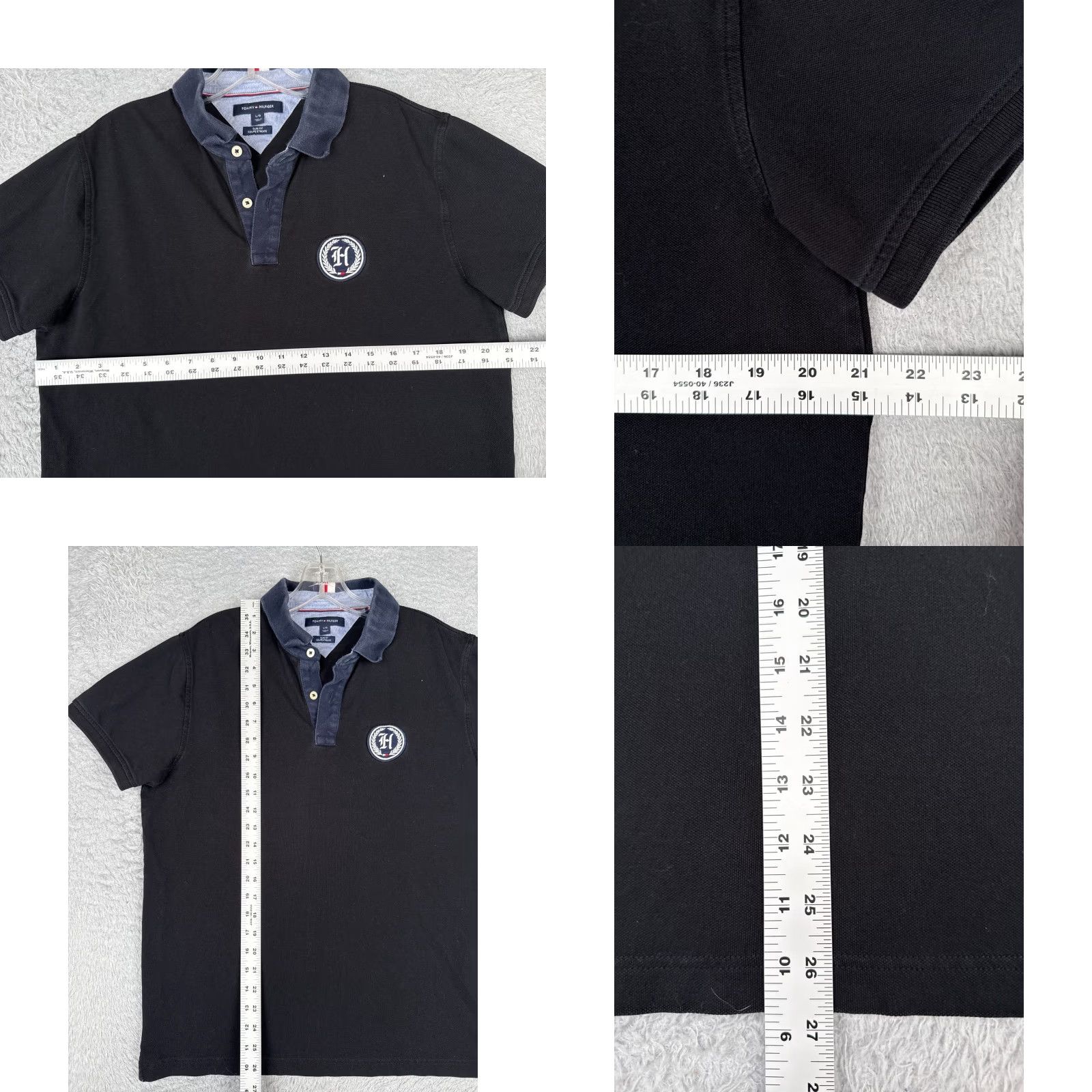 Tommy Hilfiger Tommy Hilfiger Polo Shirt Men Large Black Cotton Crest Short Sleeve Slim Crest Size US L / EU 52-54 / 3 - 8 Thumbnail